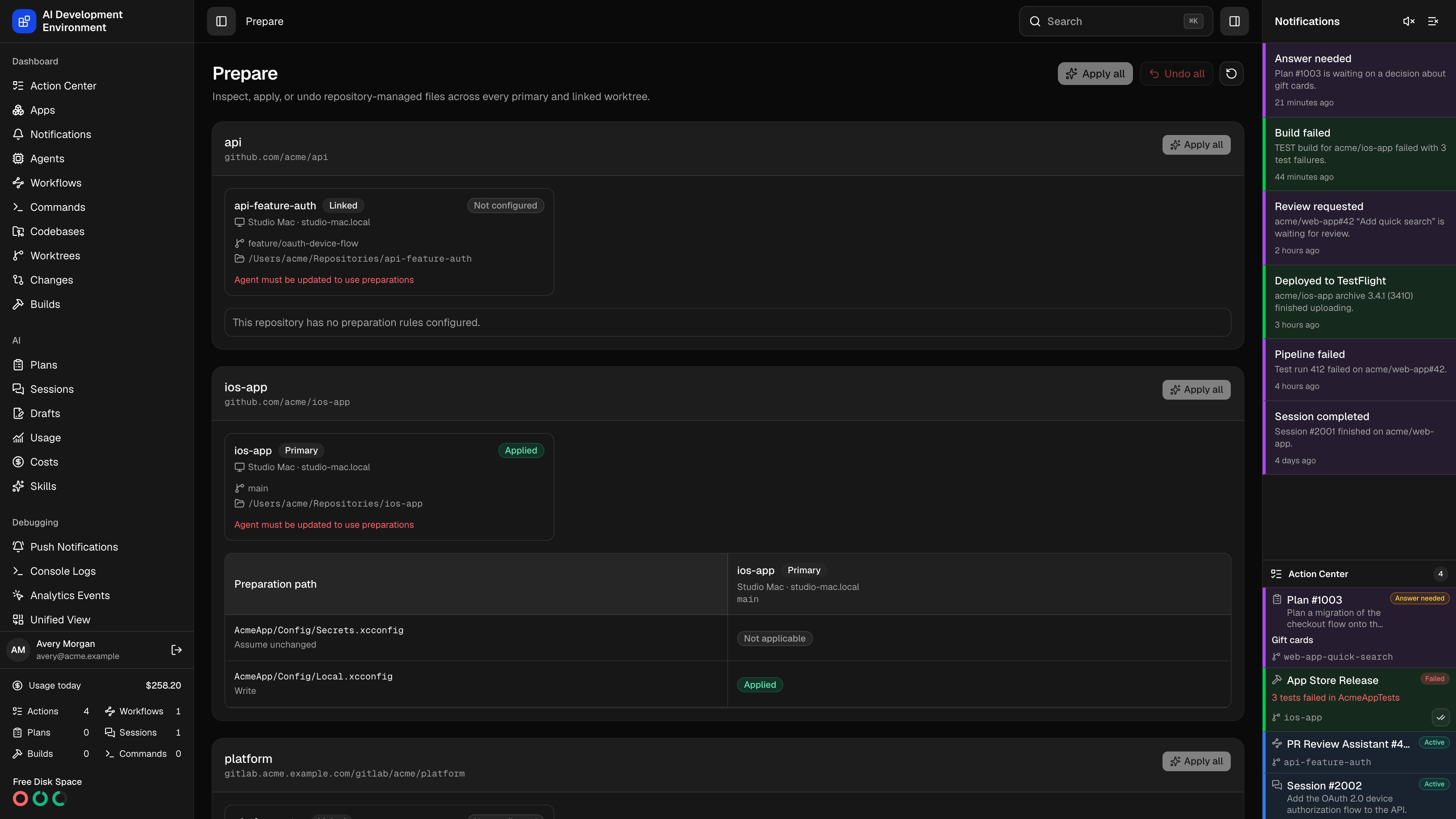 Prepare page in dark theme