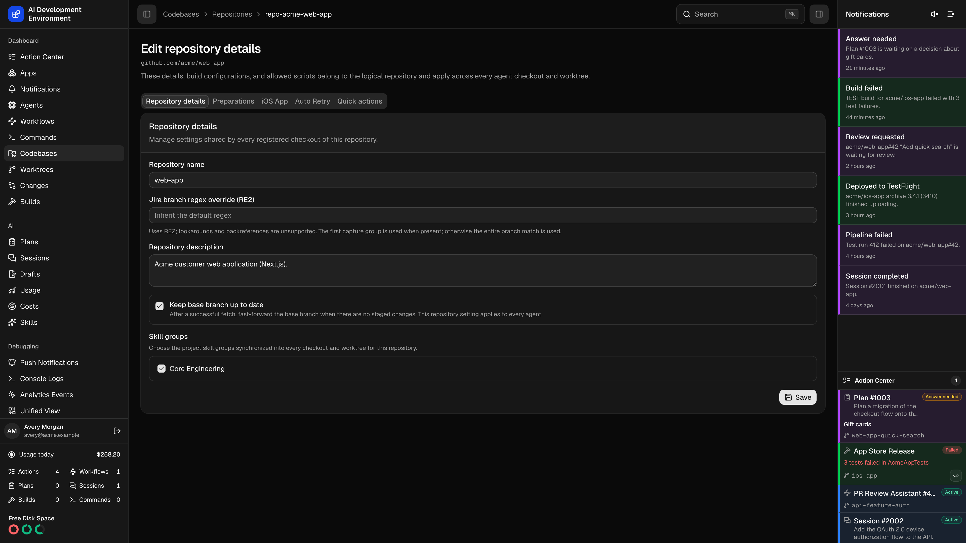Repository details in dark theme