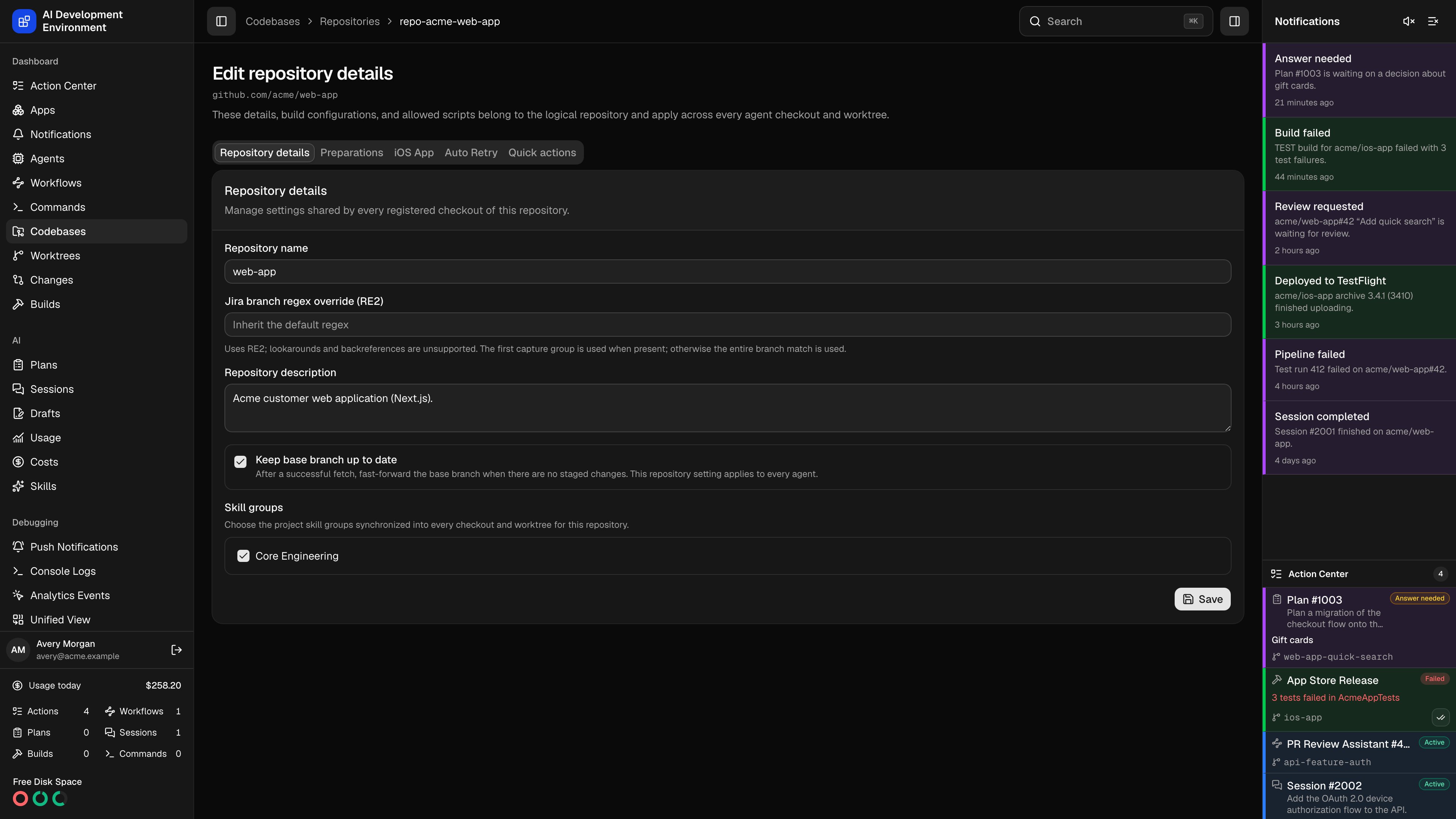 Repository details in dark theme