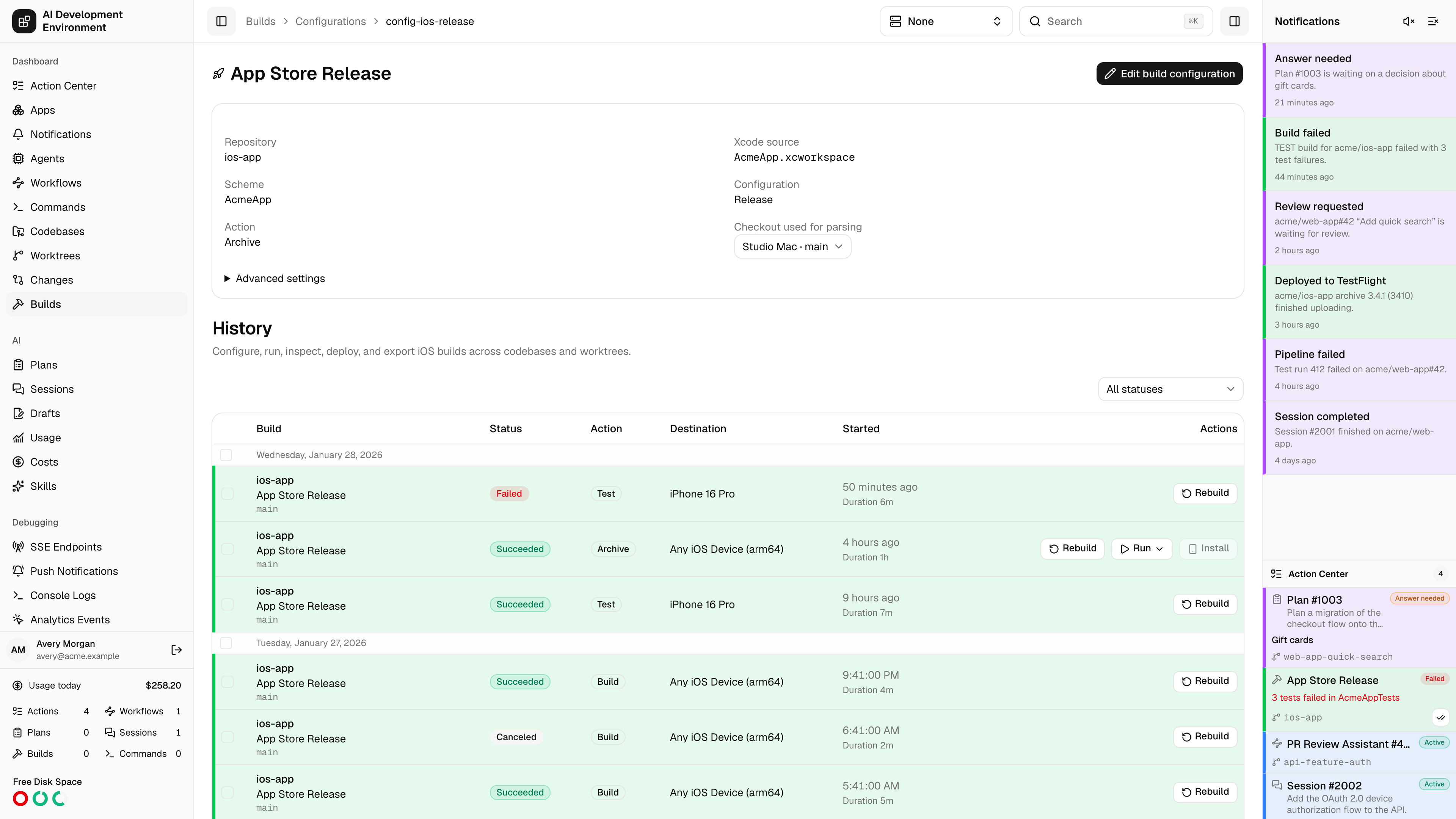 Build configuration details in light theme