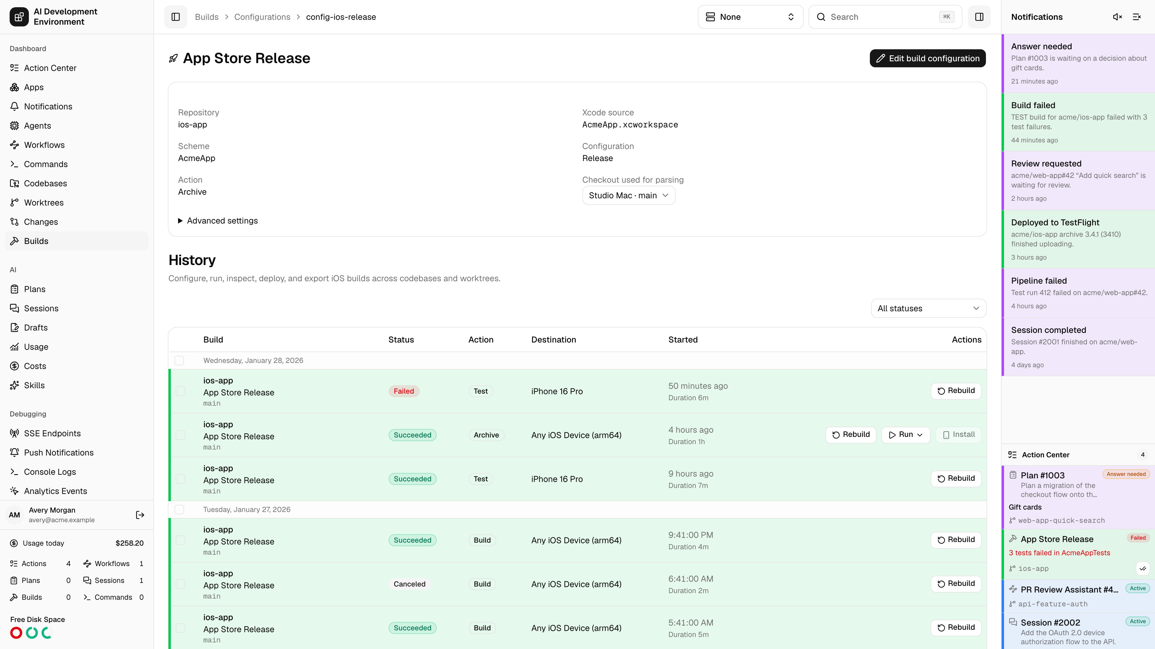 Build configuration details in light theme