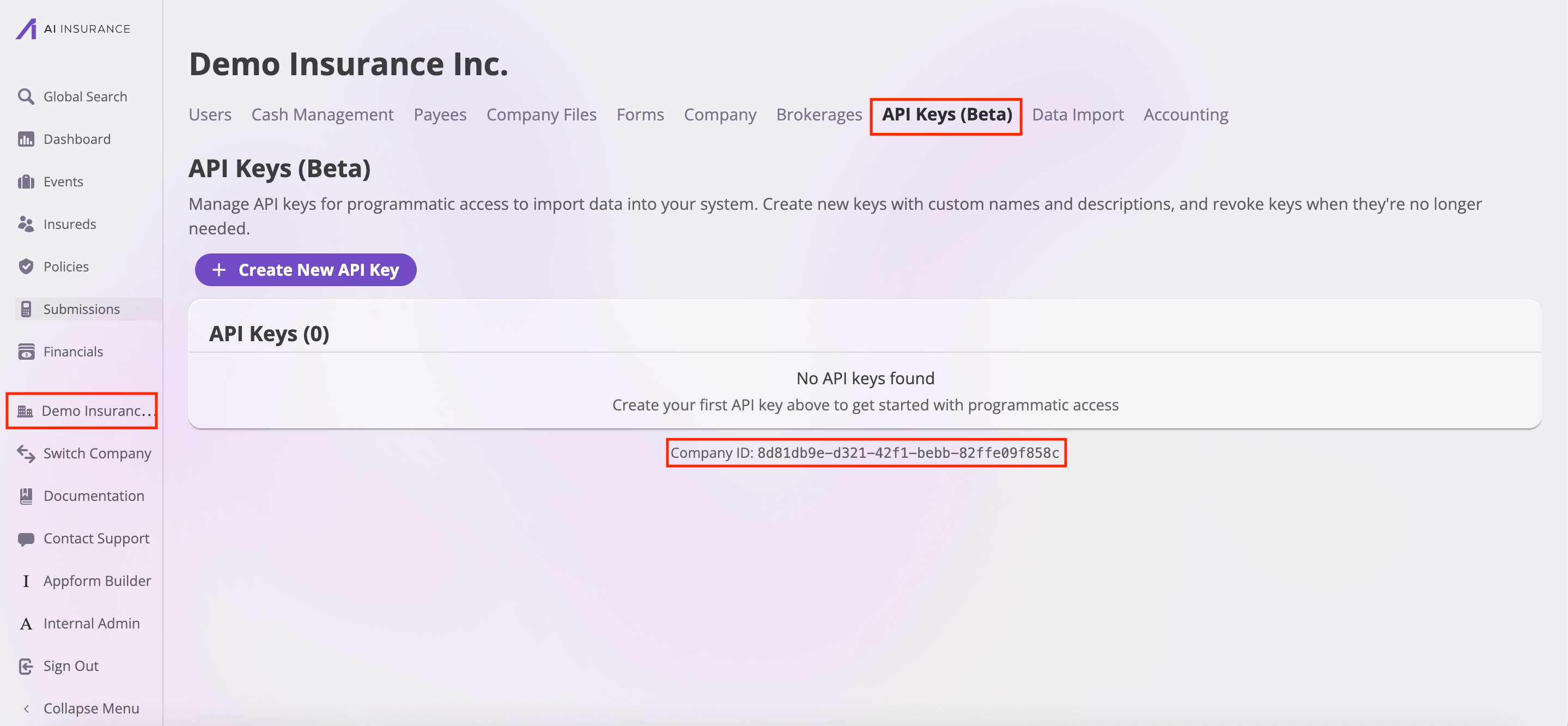 Find api key