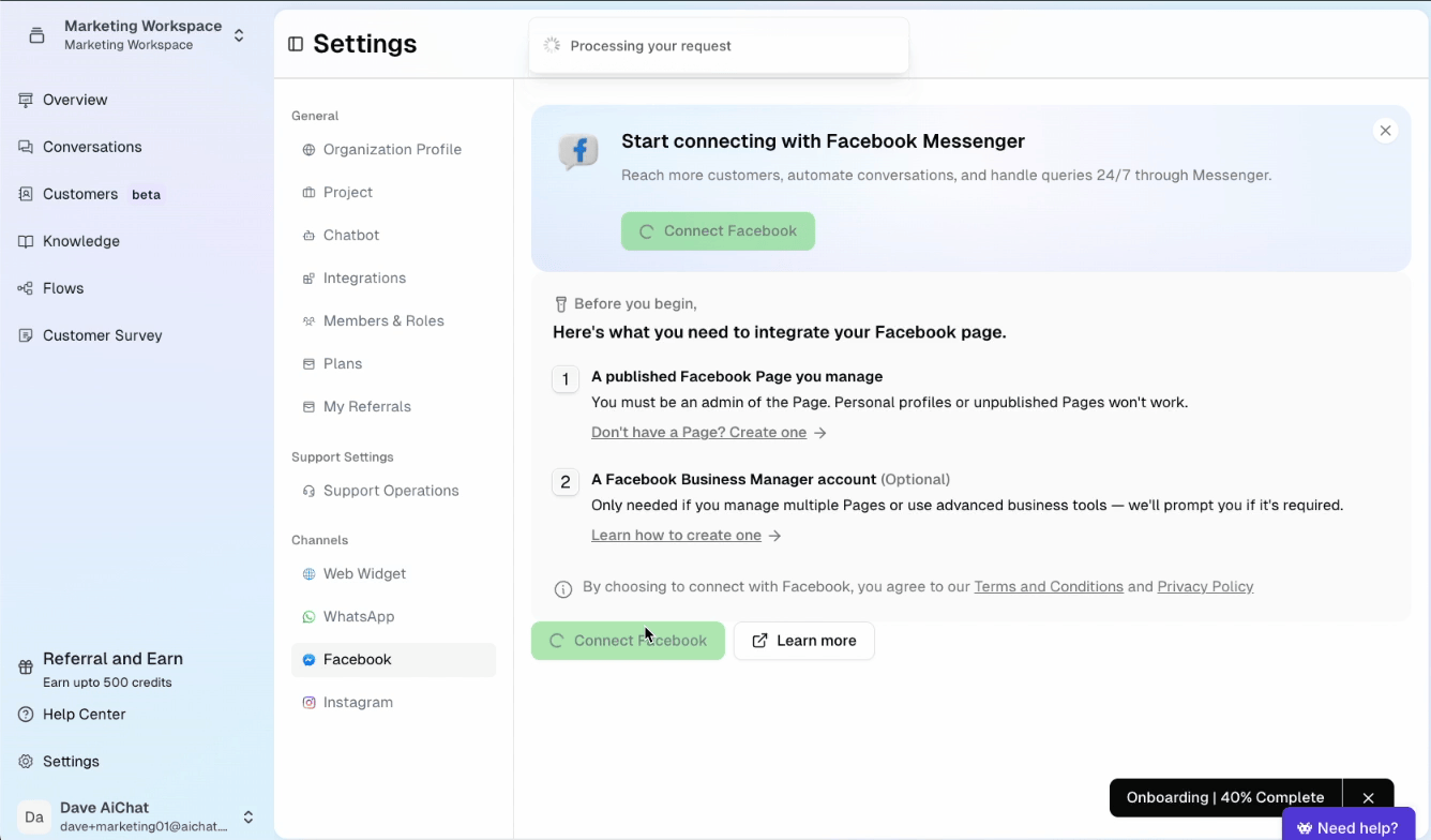 Connect Facebook Page