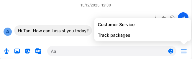 Facebook Main Menu Action