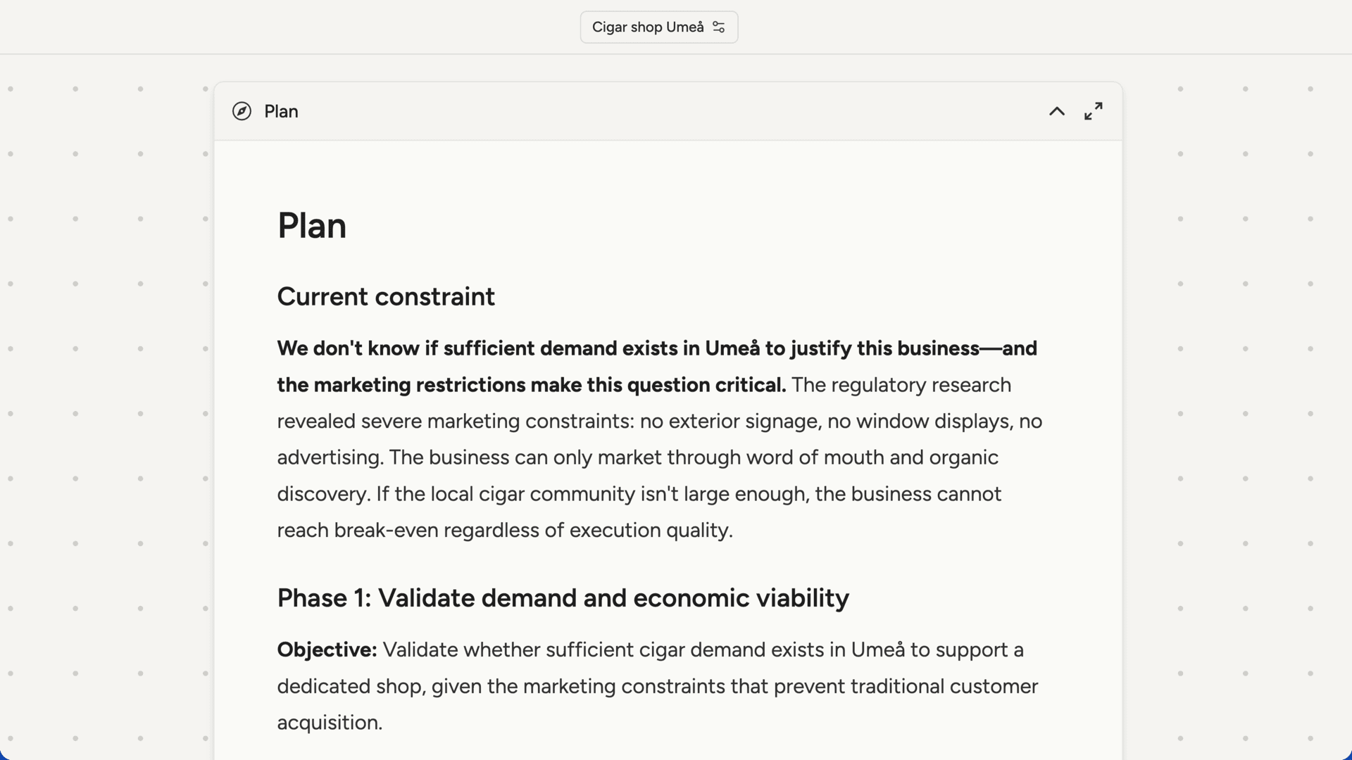 Plan document on canvas