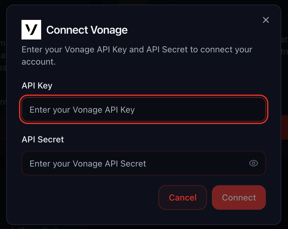 Vonage API Credentials