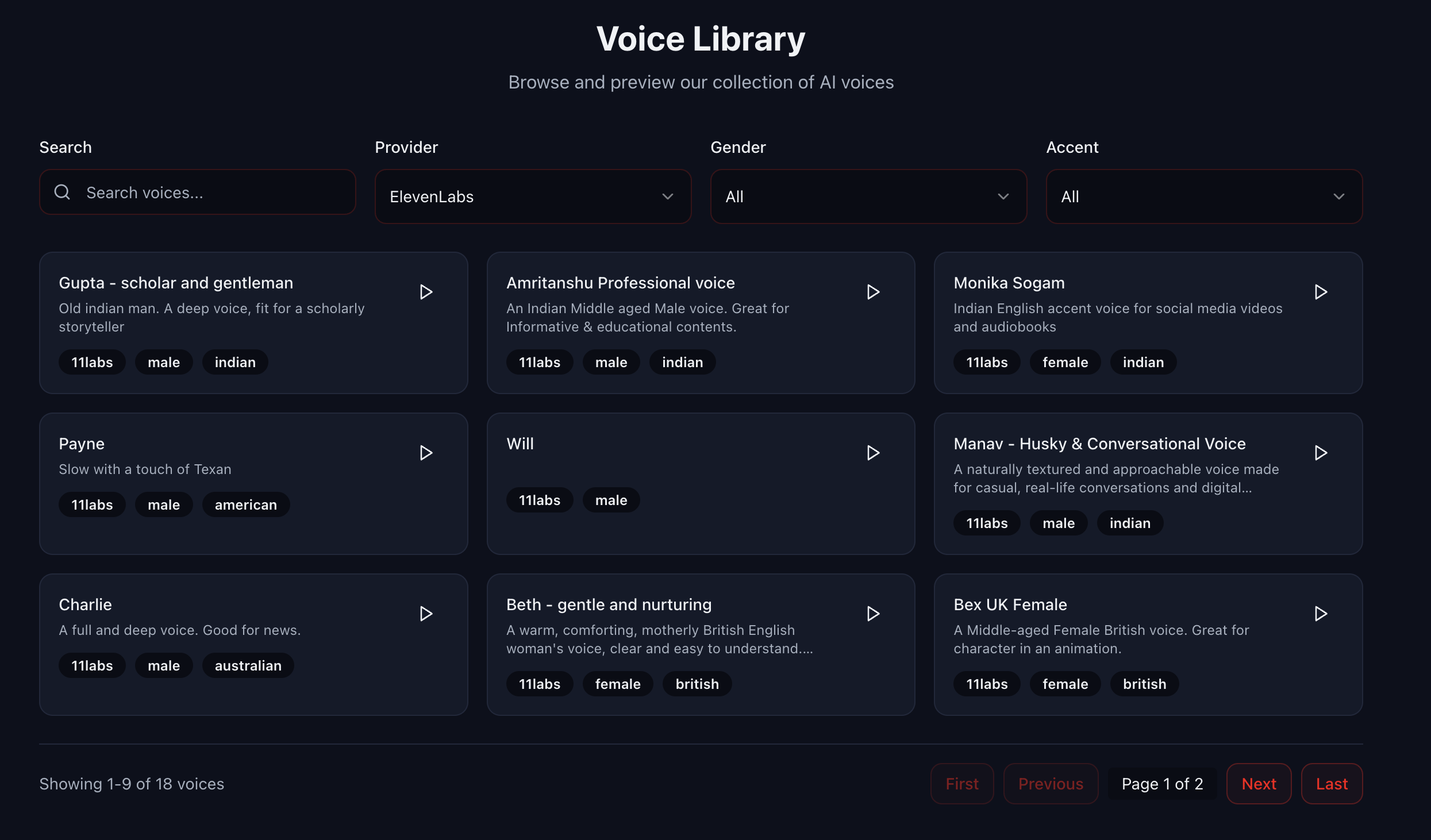 Voice Provider Selection