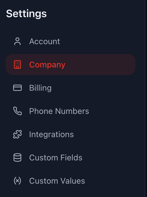 Company tab
