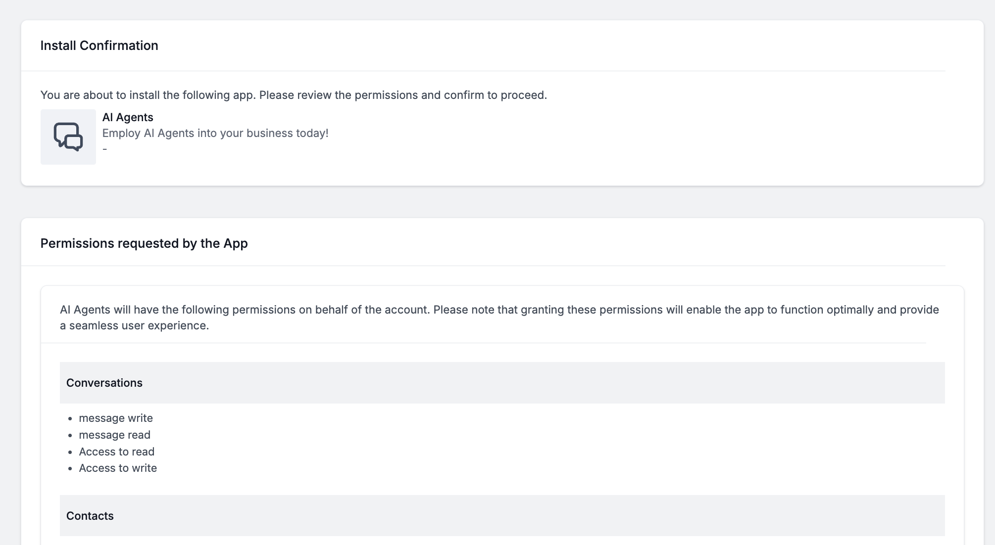 GHL permission screen
