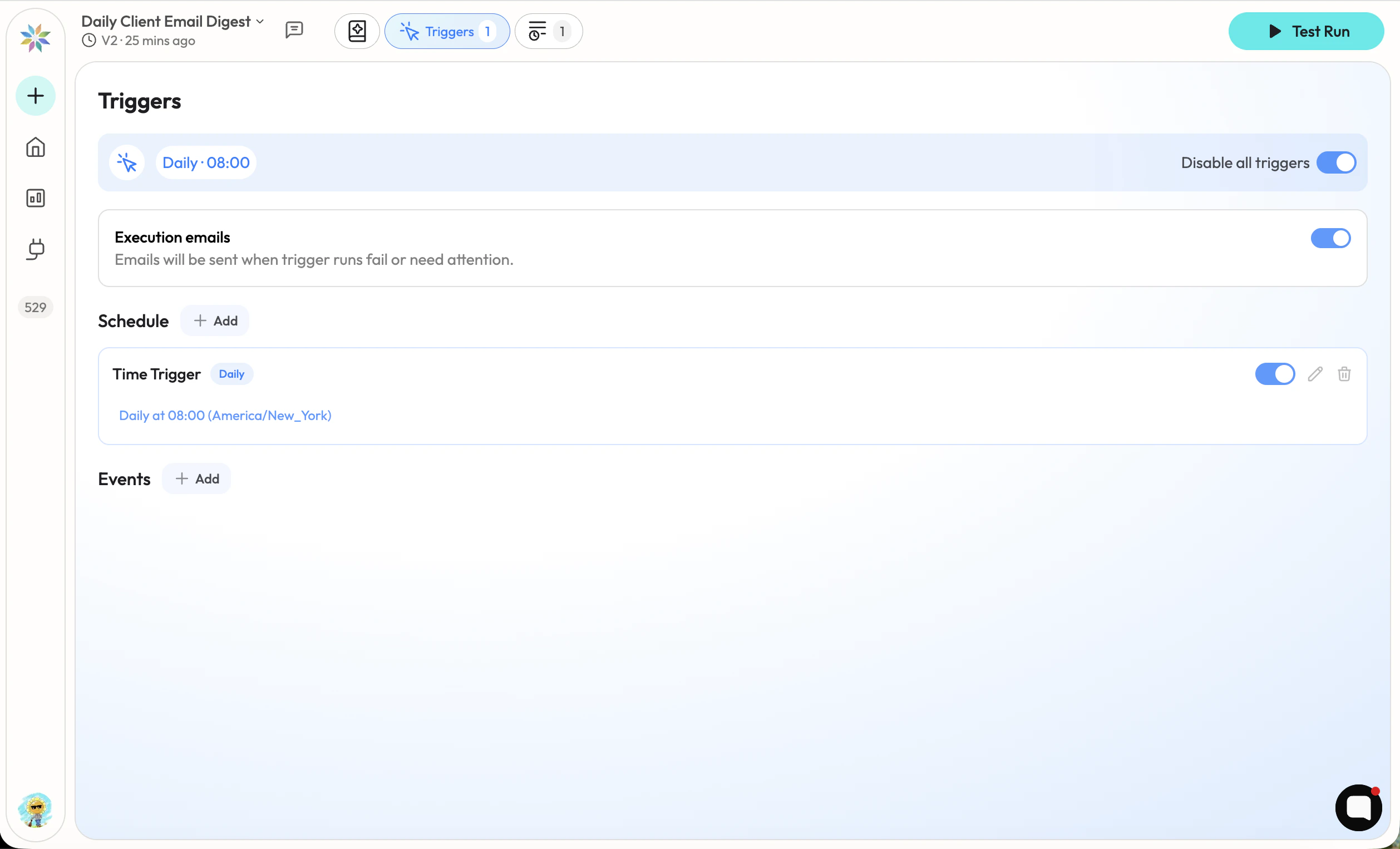 The Triggers tab on the playbook page