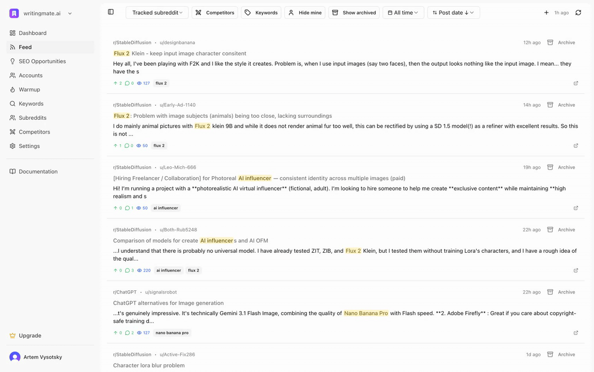 Opening the Scan History popover from the Feed page