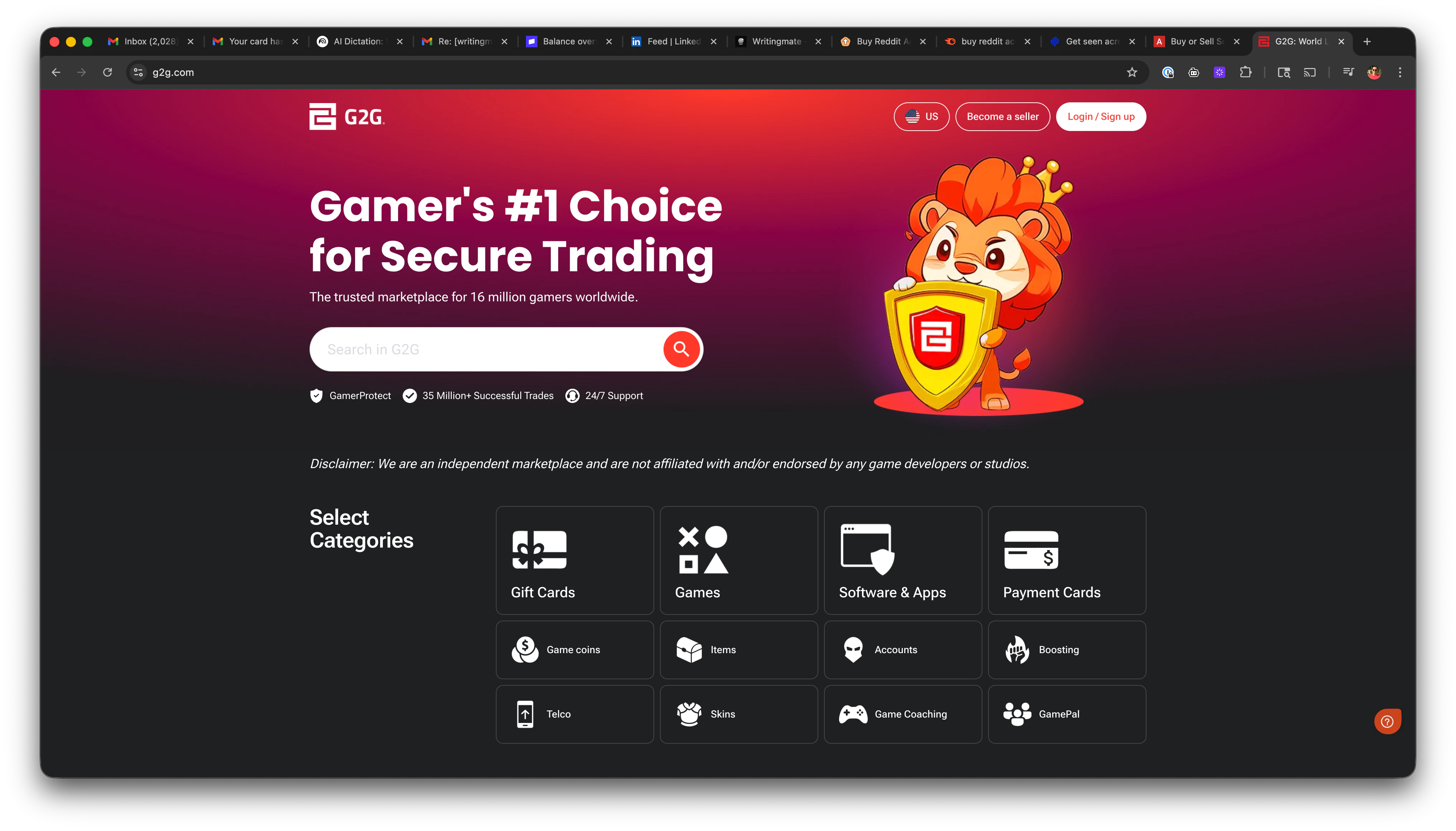 G2G.com - Gaming and account marketplace