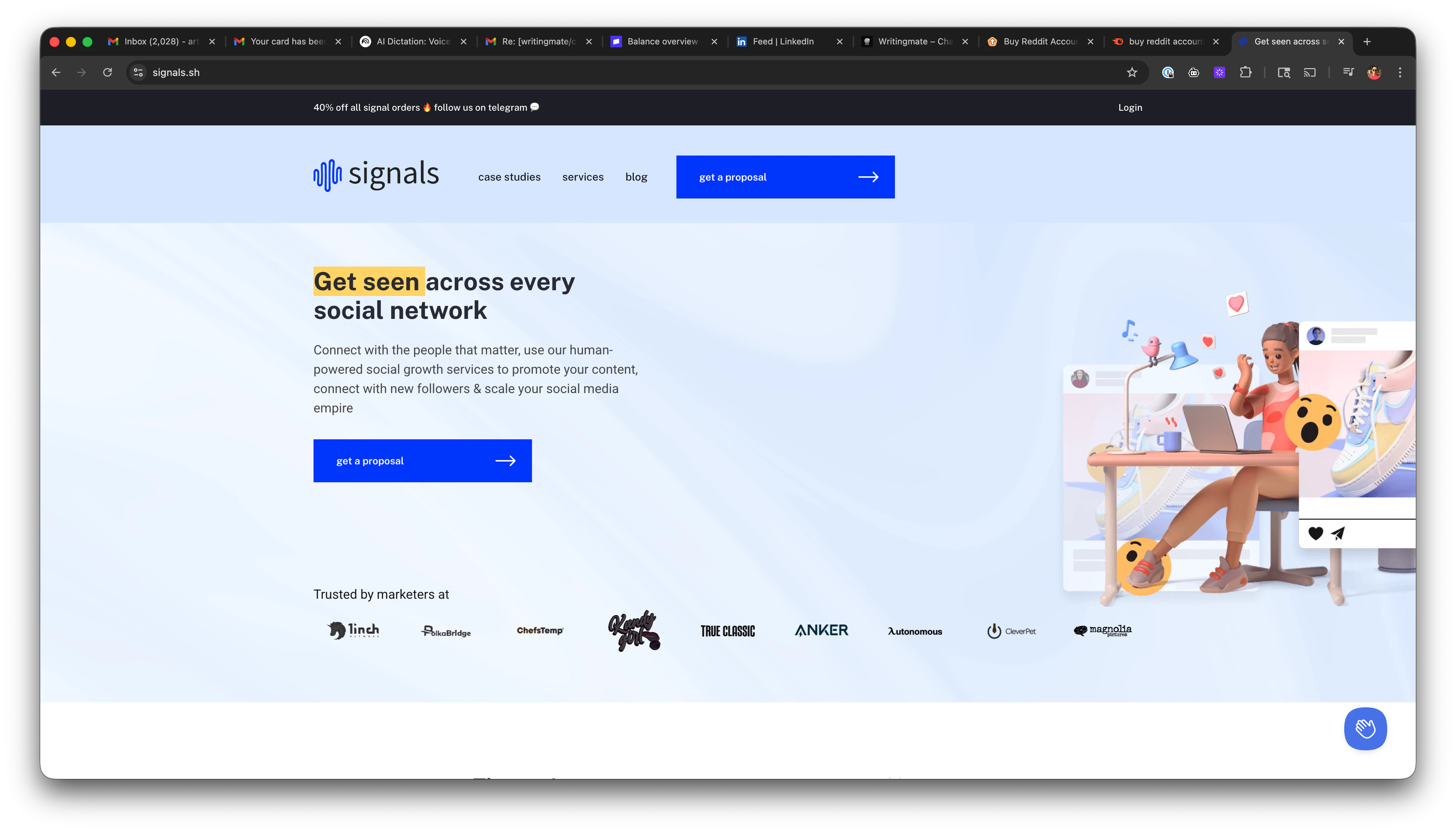 Signals.sh - Social media account marketplace