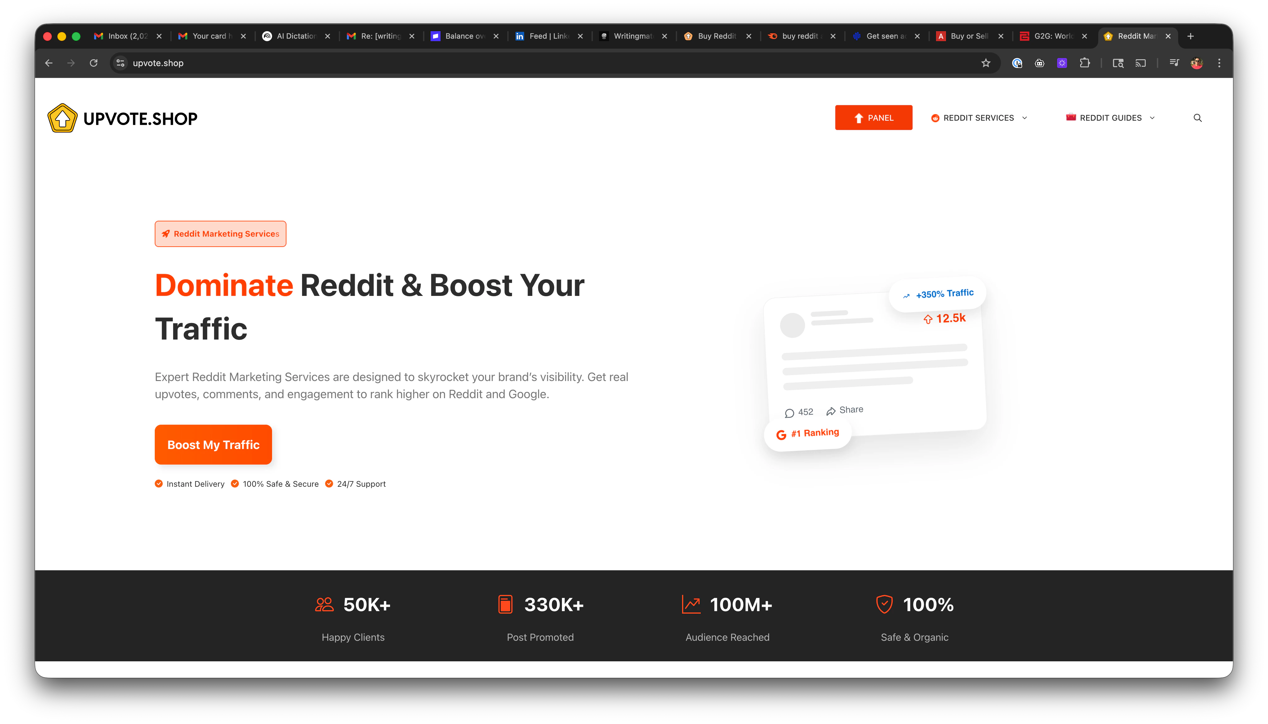 Upvote.shop - Reddit marketing services