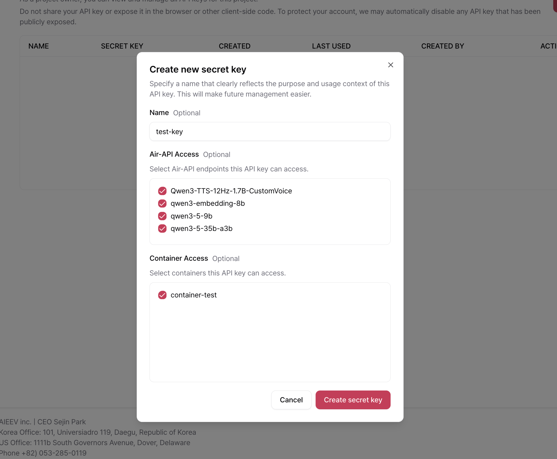 Api Key Modal Eng