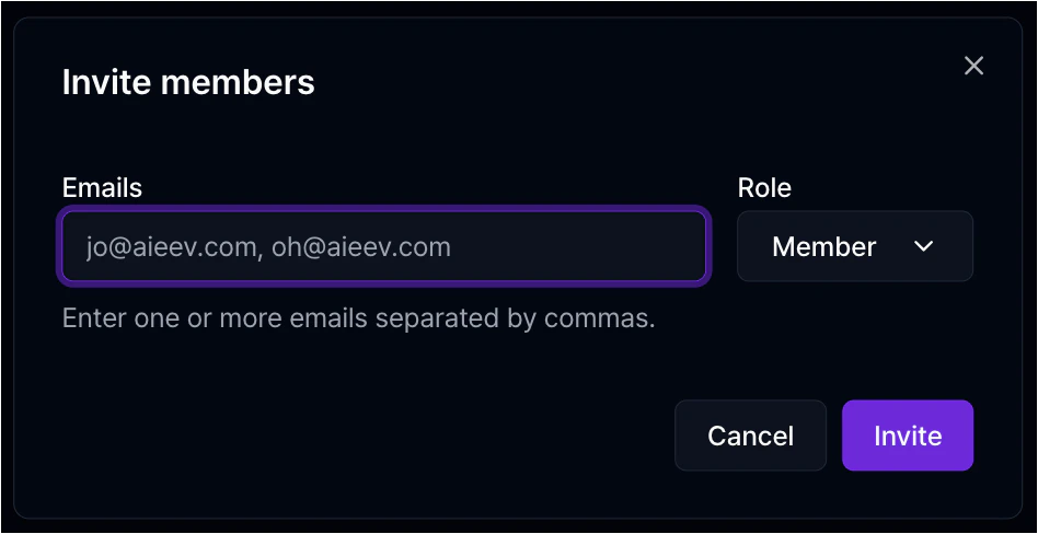 Invite member dialog