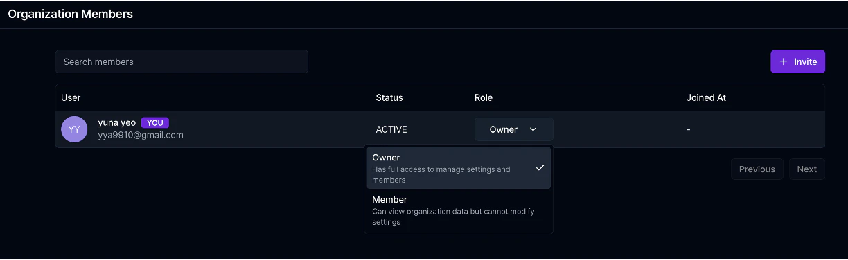 Organization members page