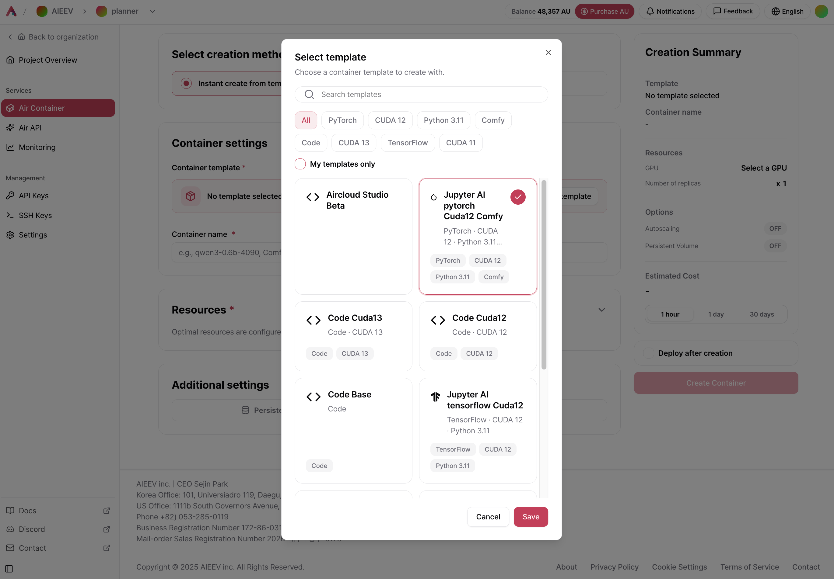 Template Select Modal Eng1