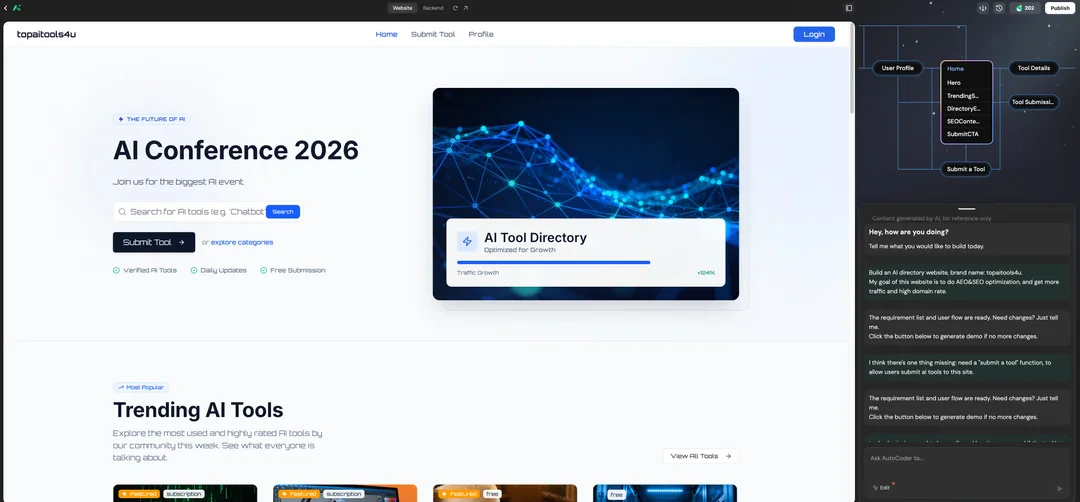 AutoCoder generated homepage