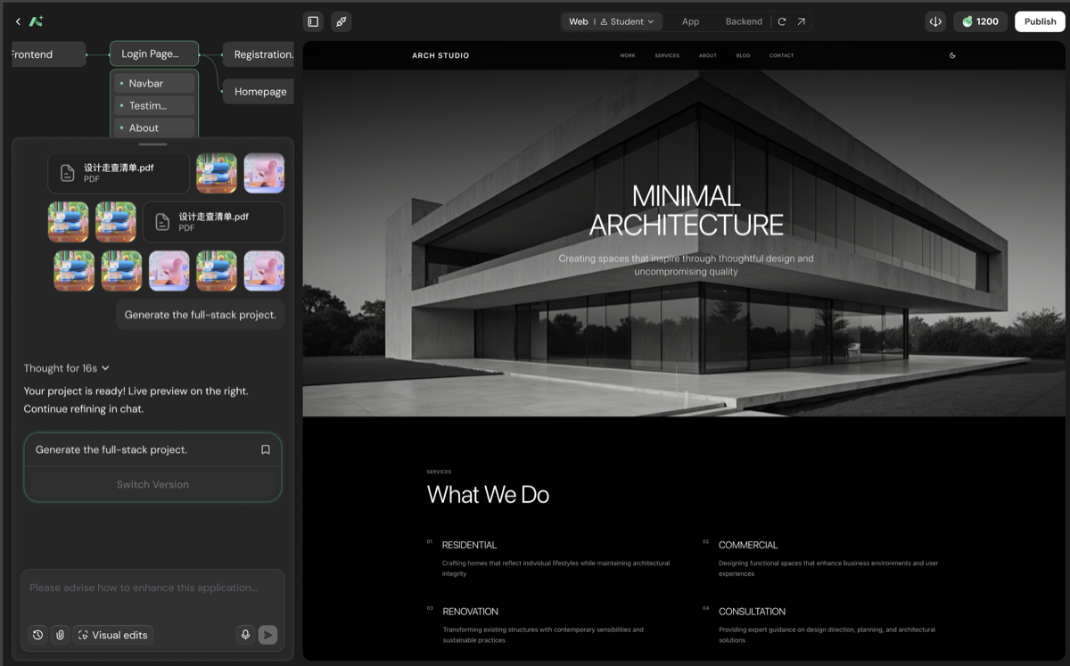 Several uploaded attachments shown above the input area