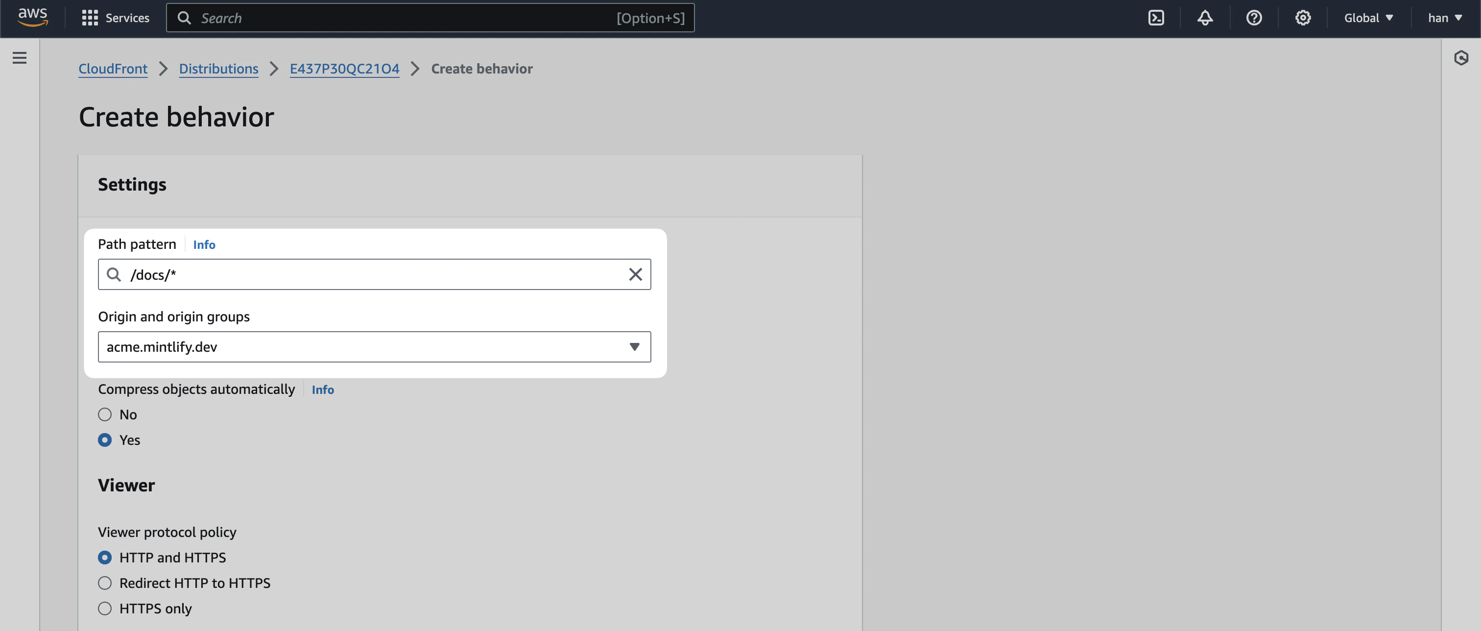Cloudfront Behavior 1