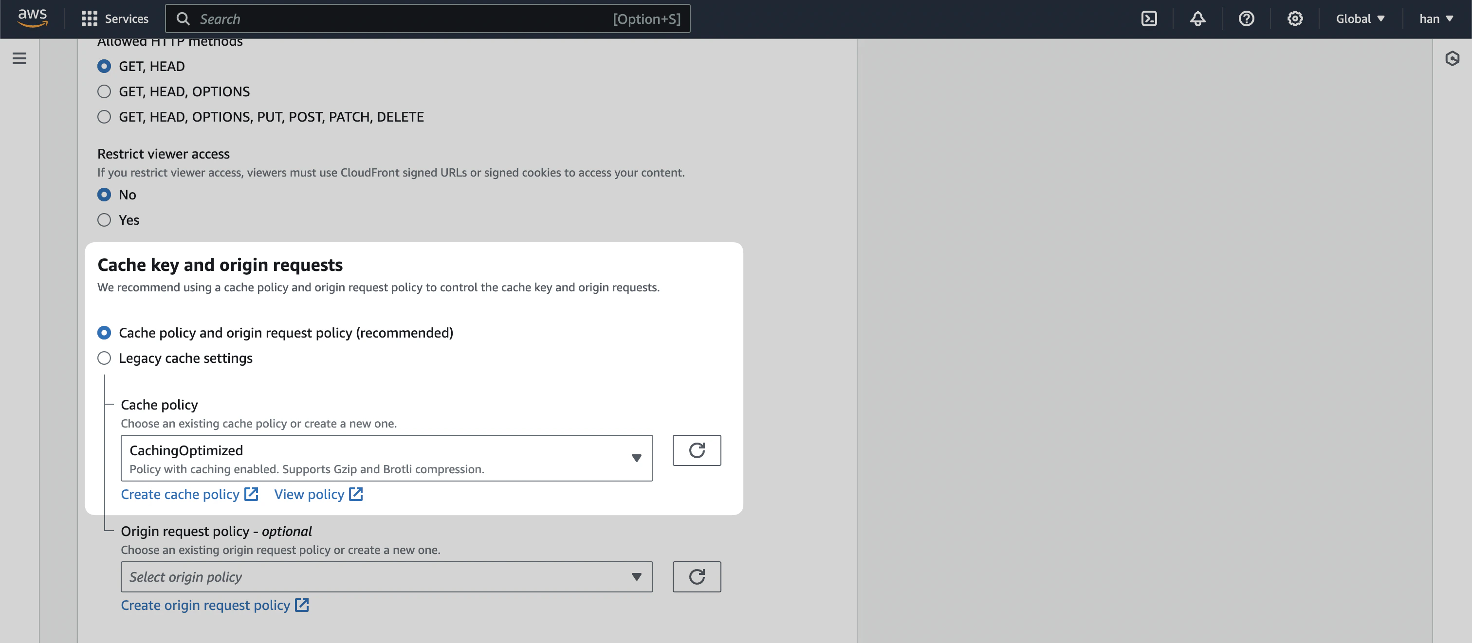 Cloudfront Caching policy