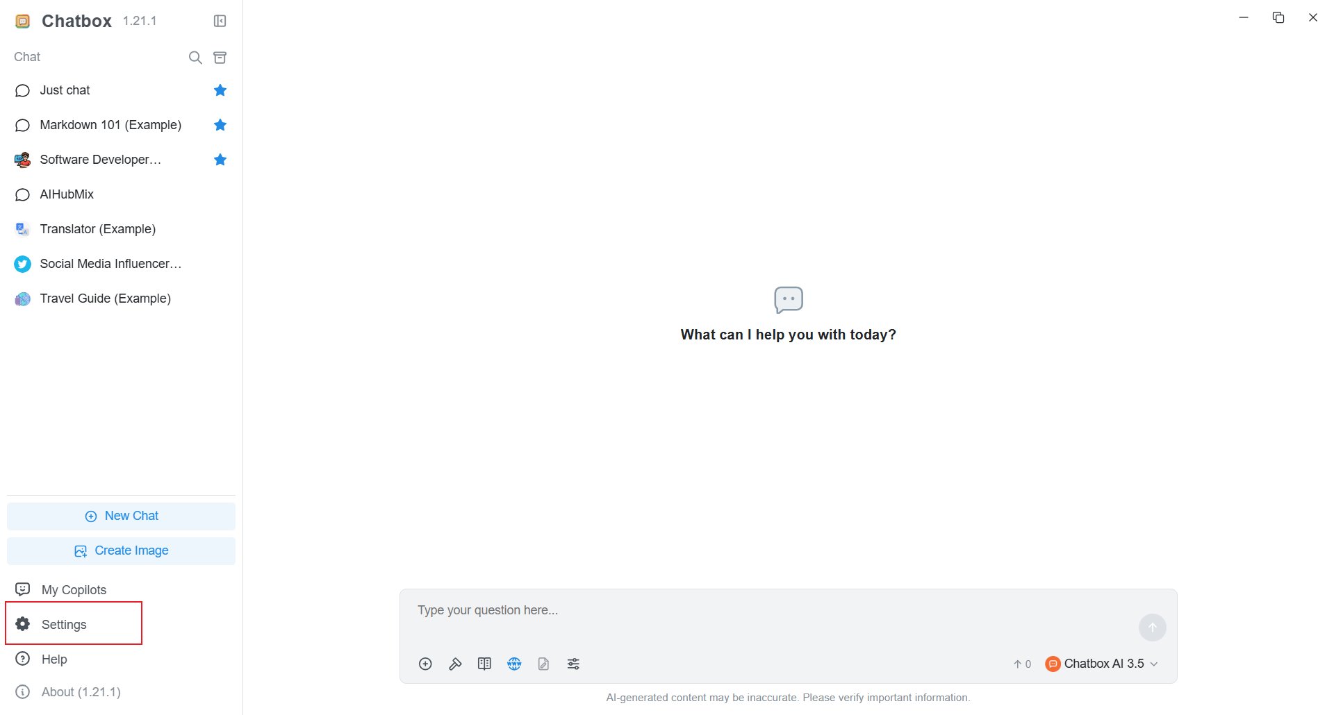 Open Chatbox settings