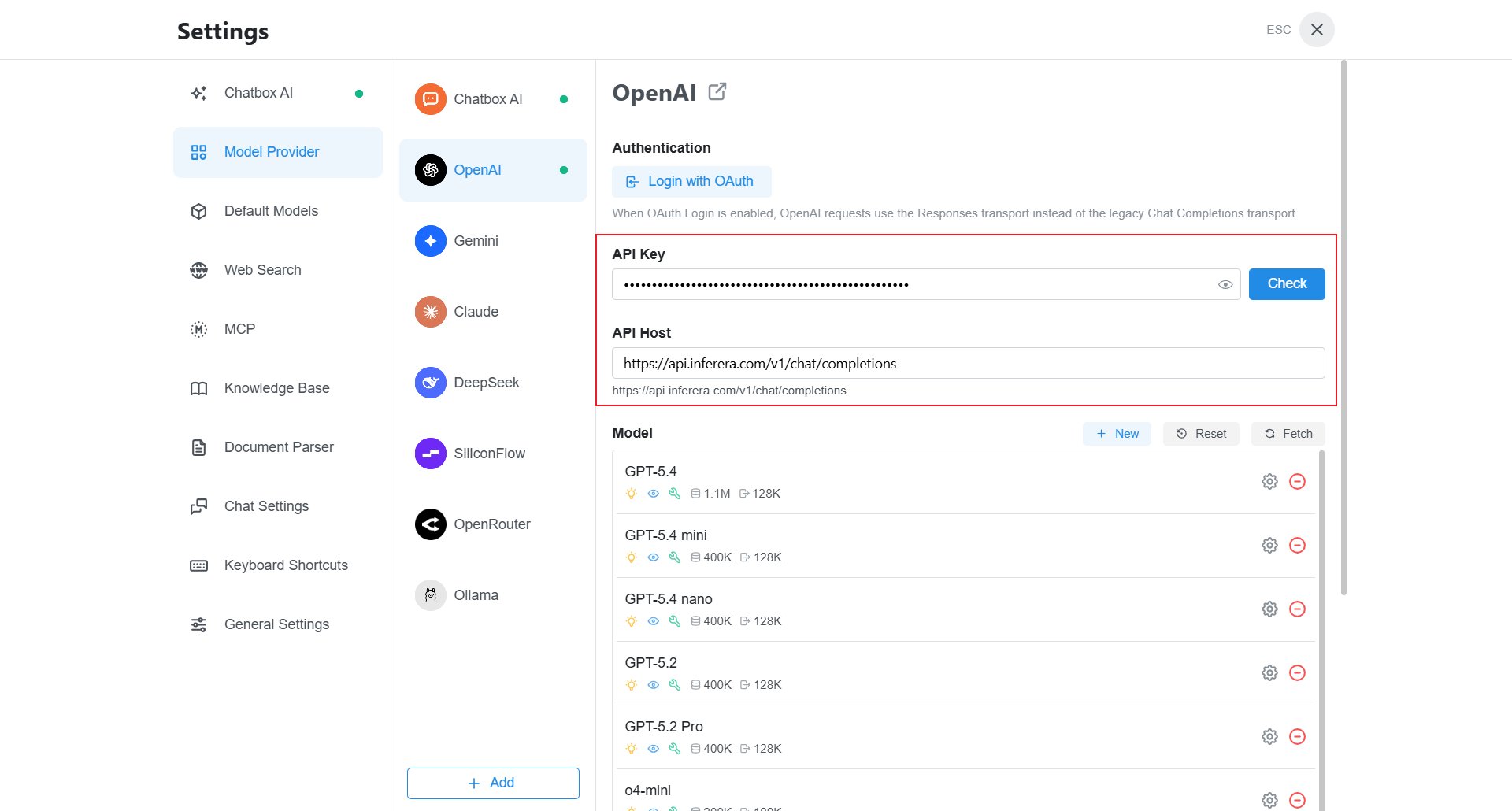 Enter the API Key and API Host