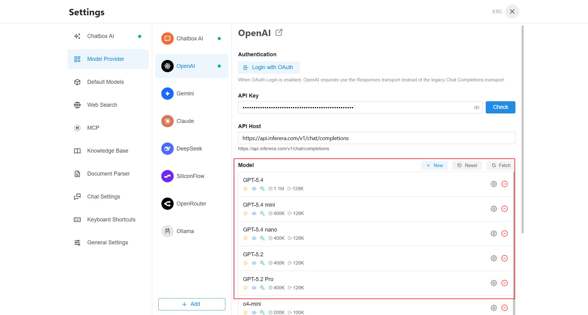 Manage the model list