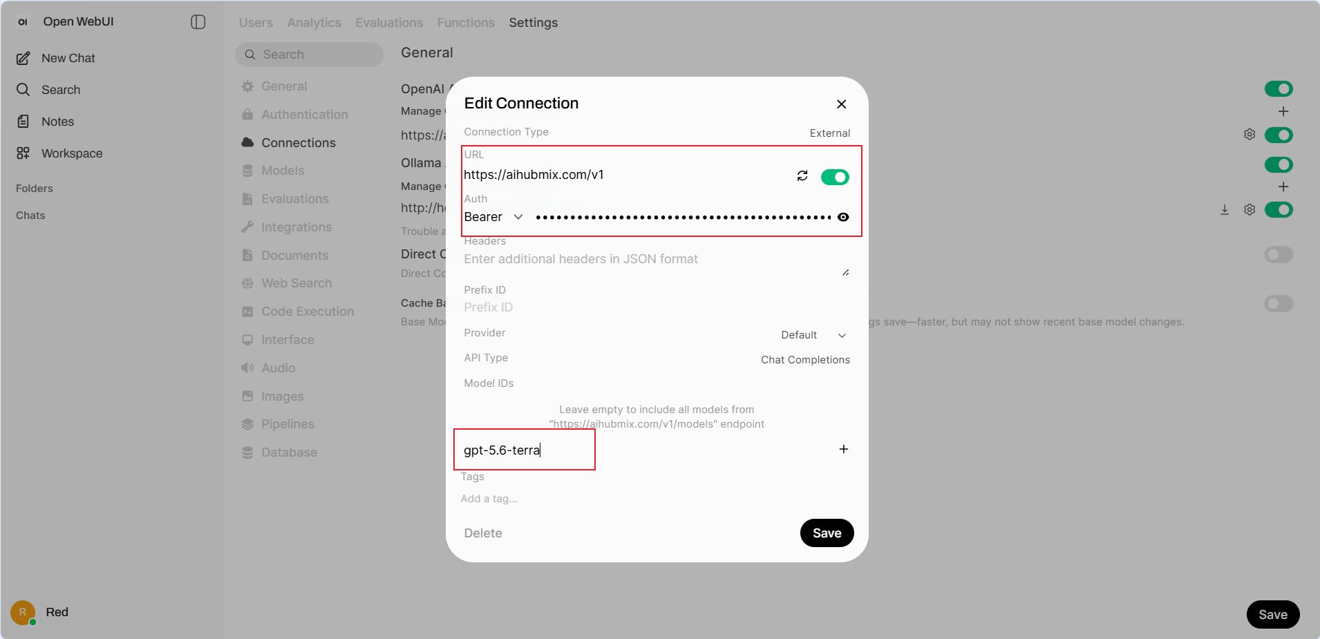 Enter the URL and API key