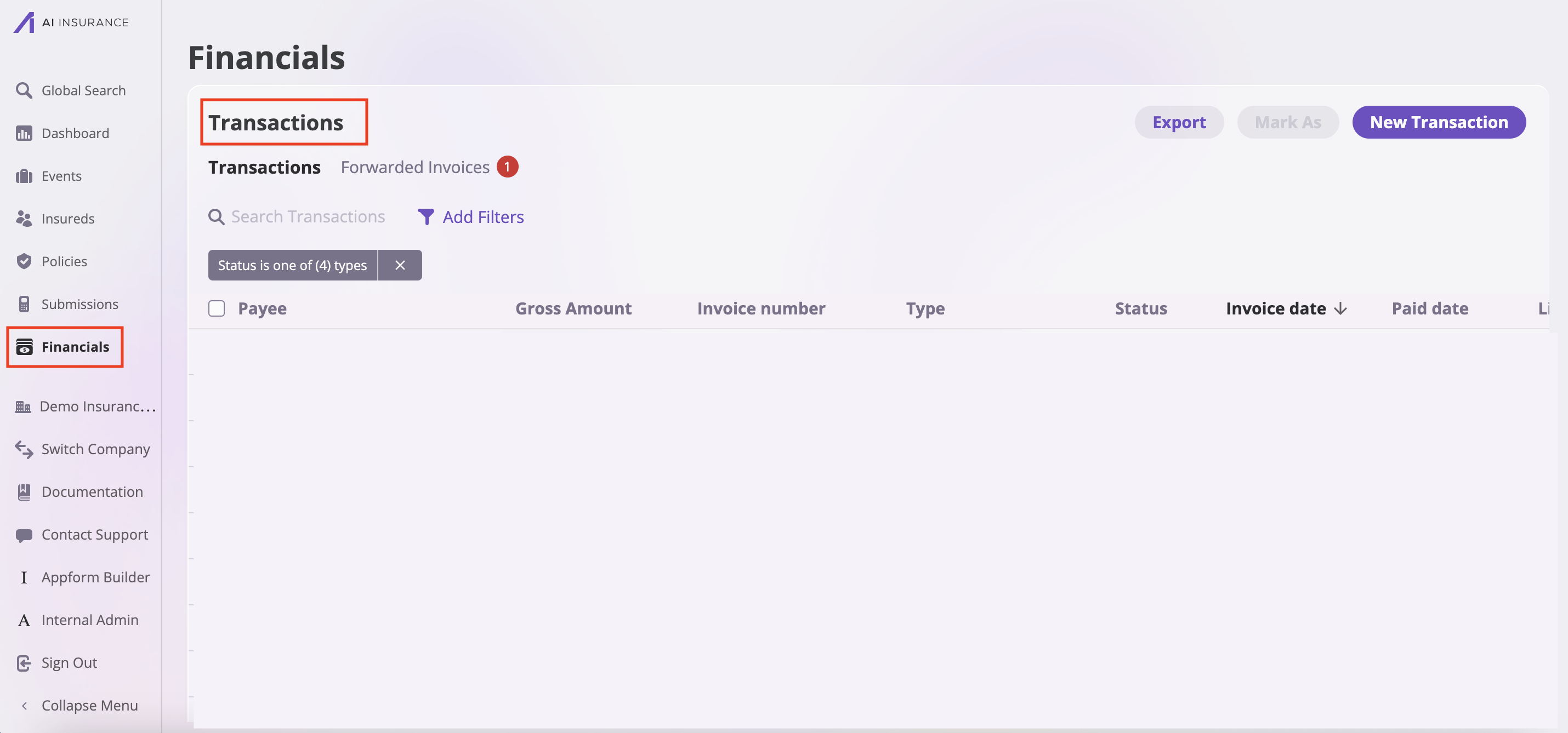 Step 1: Find Financials in sidebar navigation Step 1: Find Financials in sidebar navigation