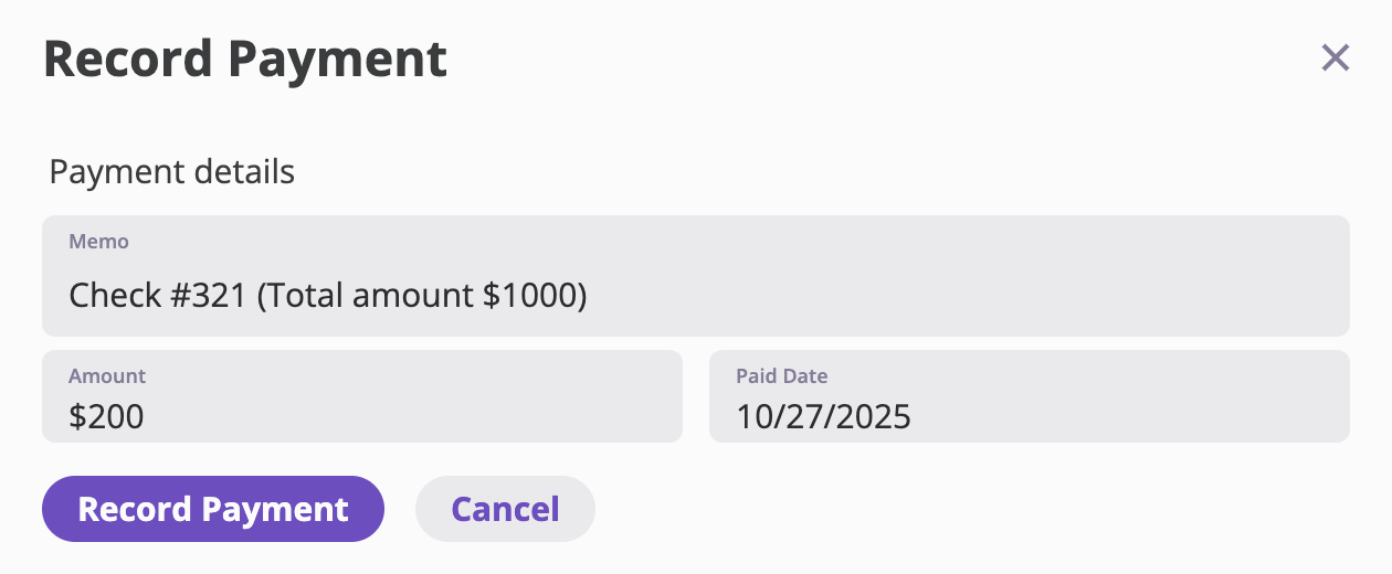 Record Payment Modal