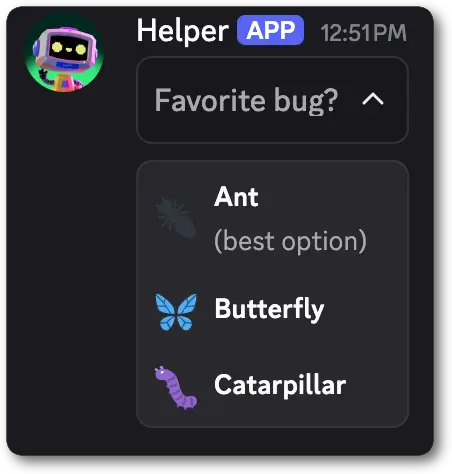 Example of a String Select with three options