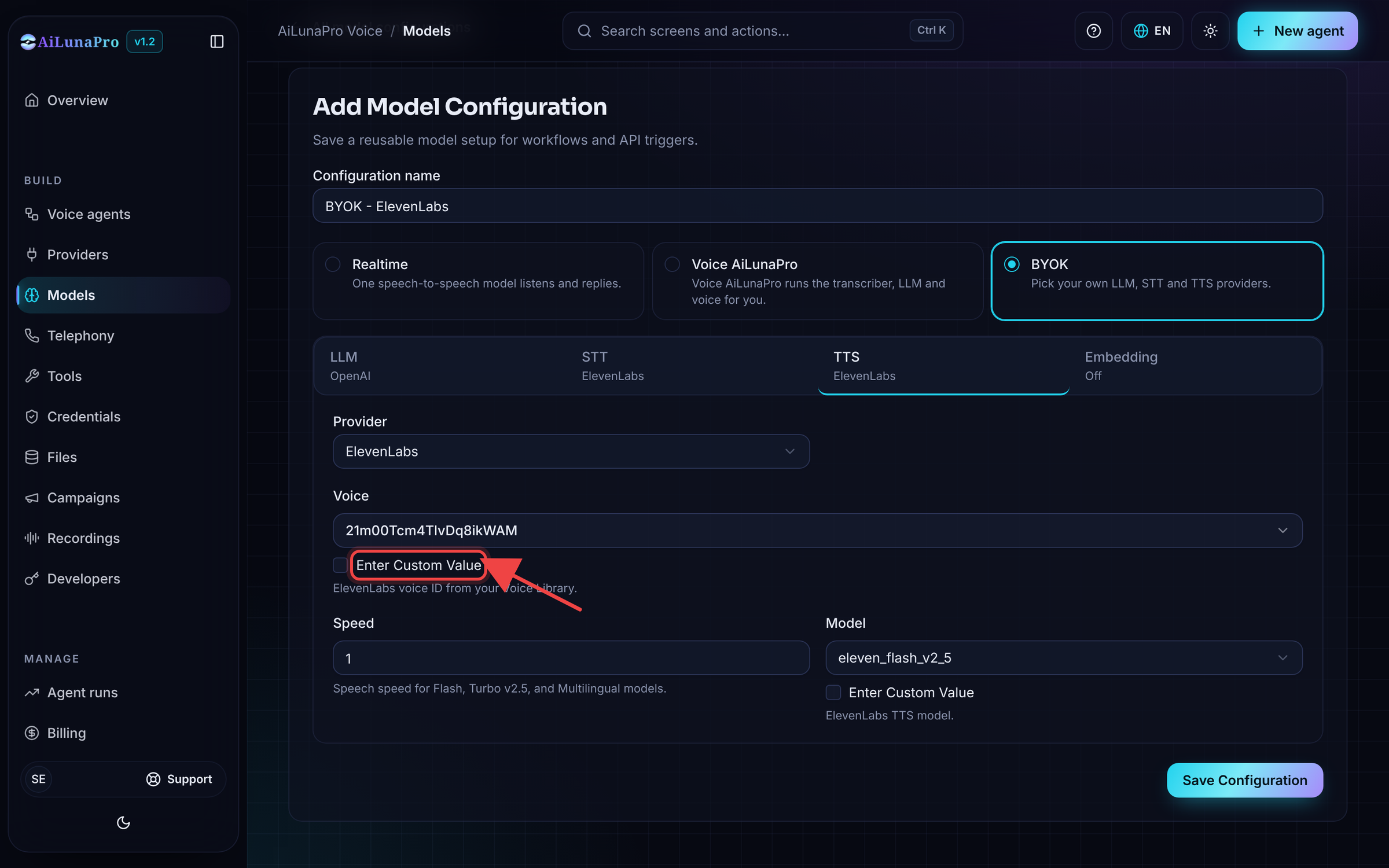 Add Voice Manually