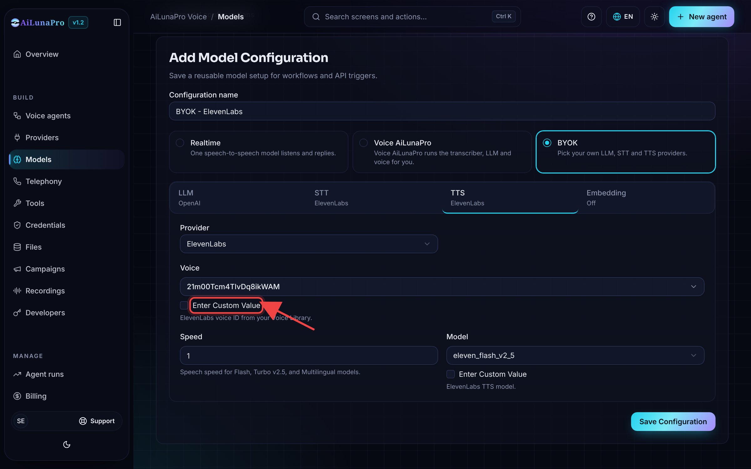Add Voice Manually
