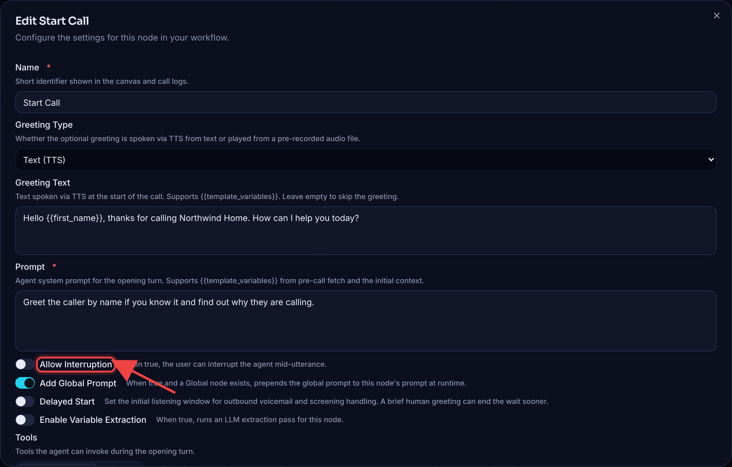 Allow Interruption Toggle