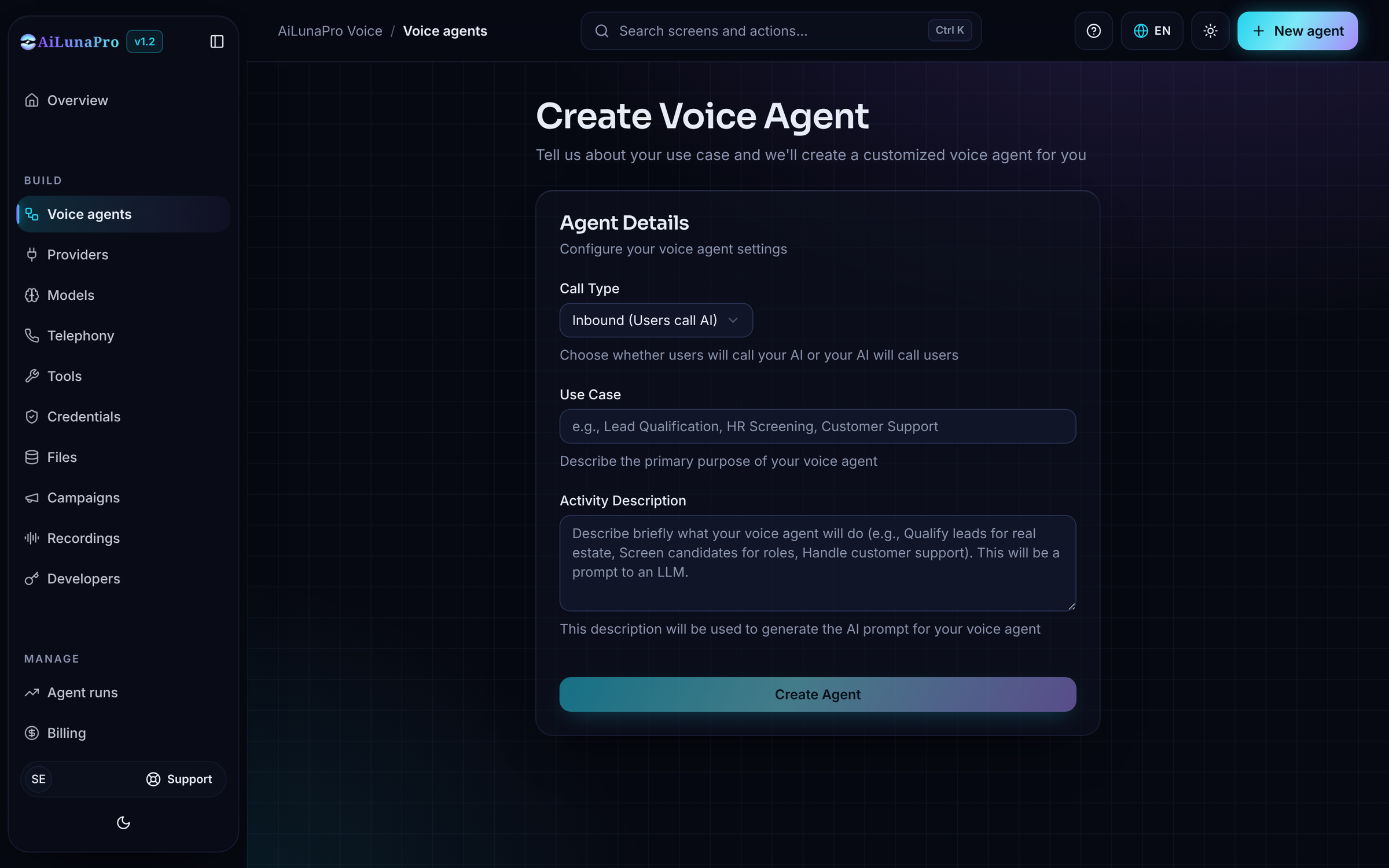 Create a Voice Agent
