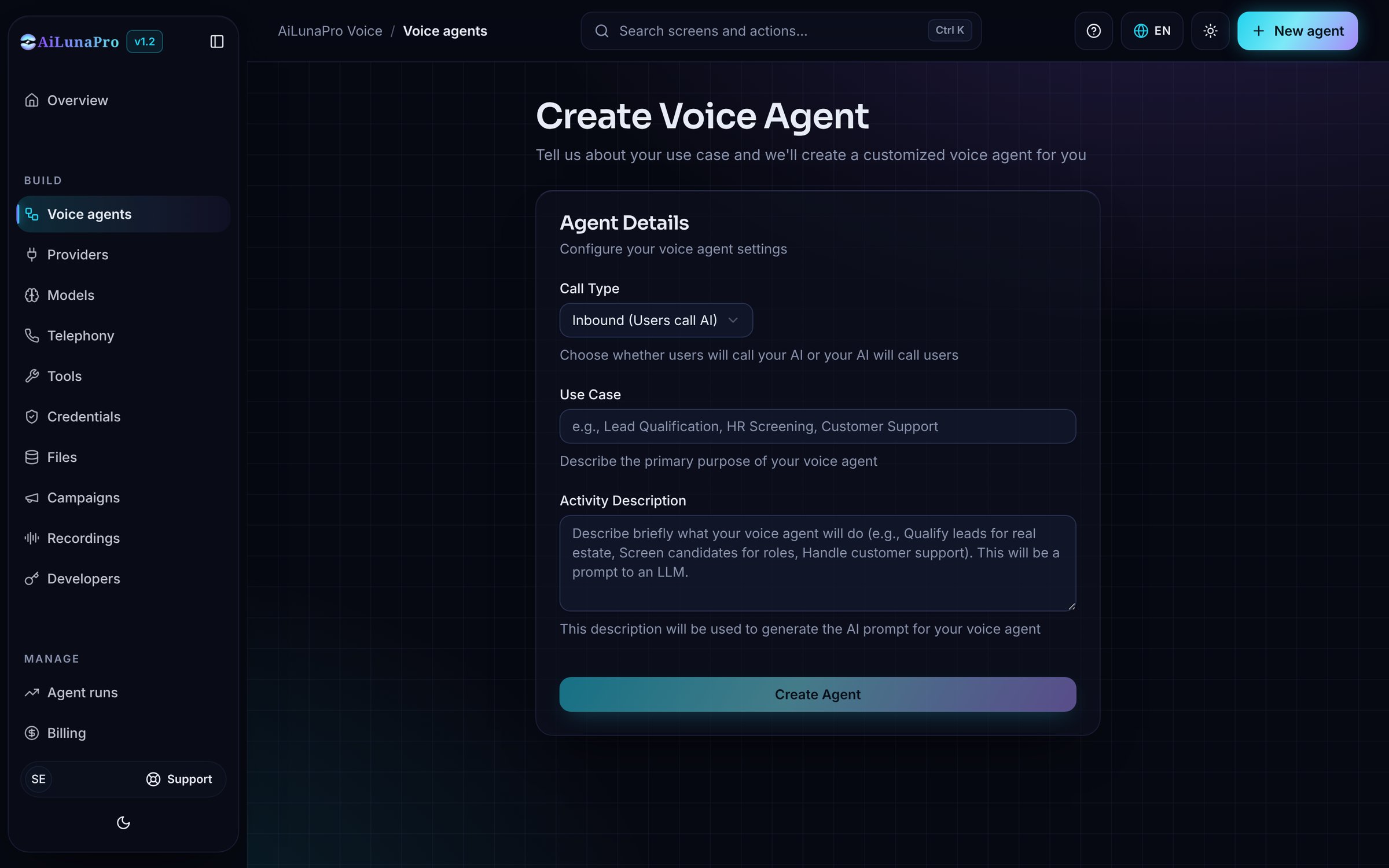 Create a Voice Agent