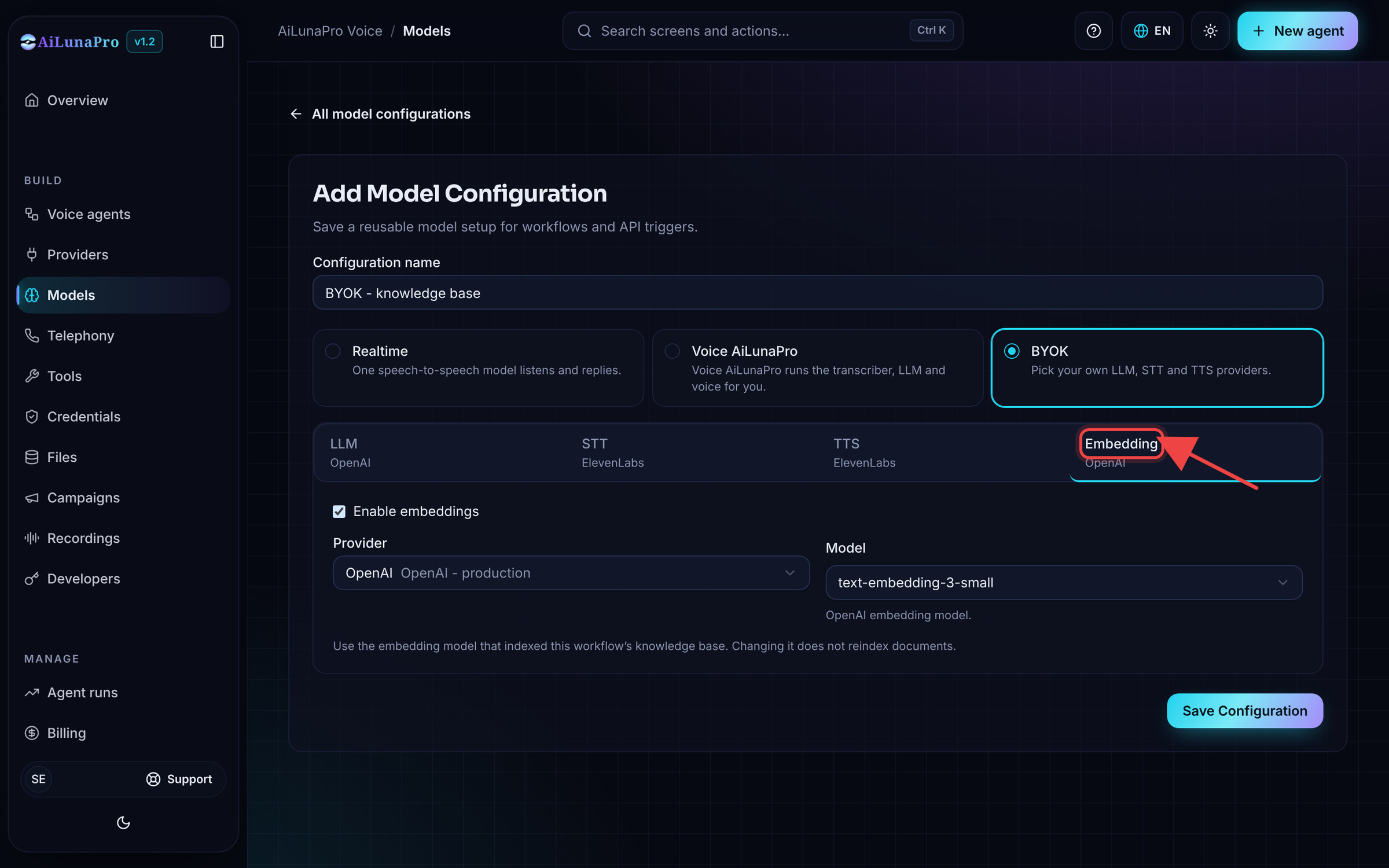 Embedding Configuration