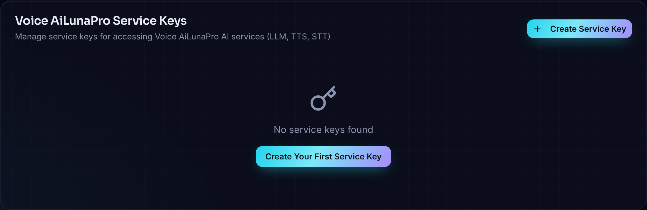 Create a new Service Key