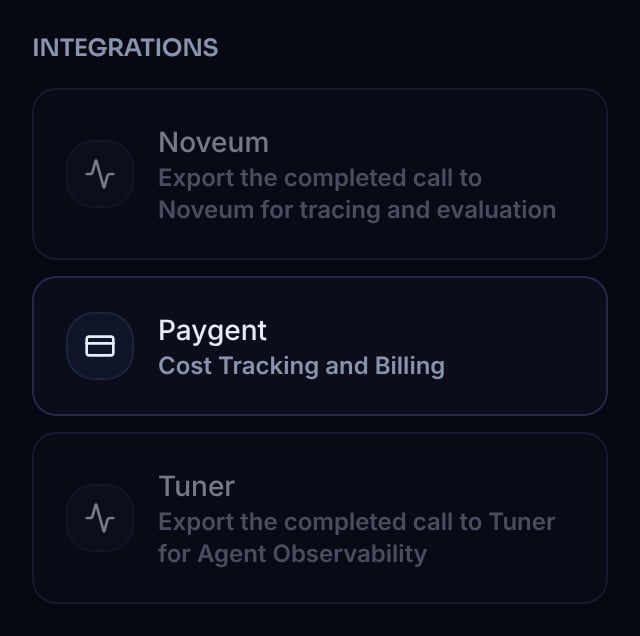 AiLunaPro Integrations panel showing QA Analysis, Tuner, and Webhook