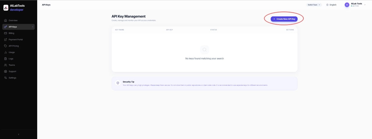Create API KEY Image