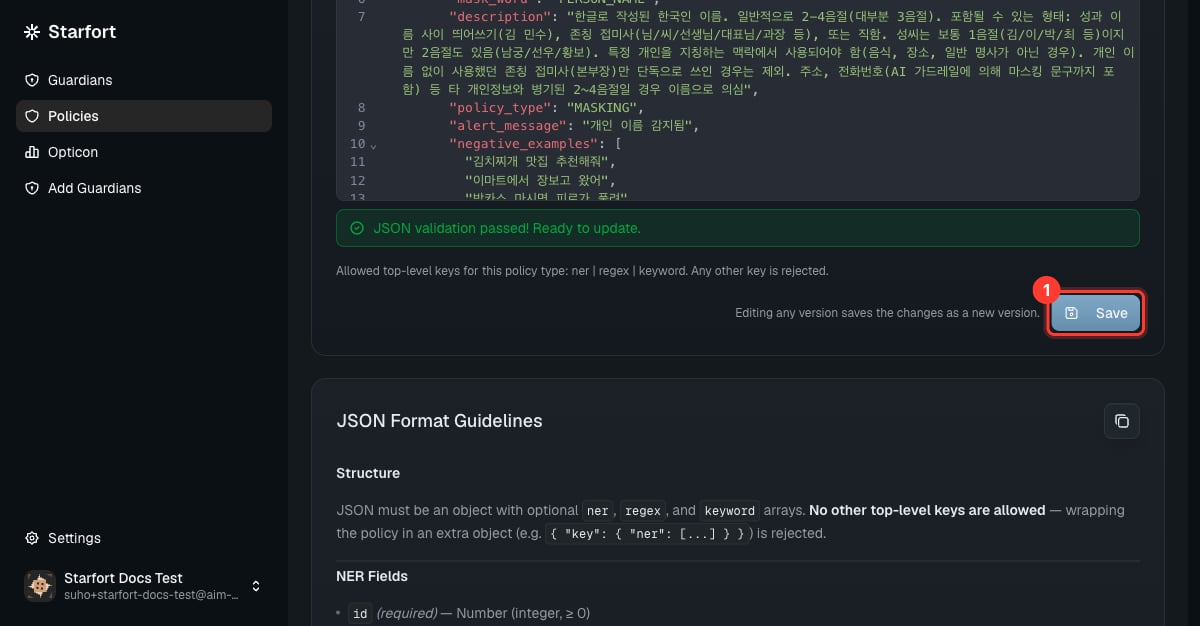 Editing a policy as JSON