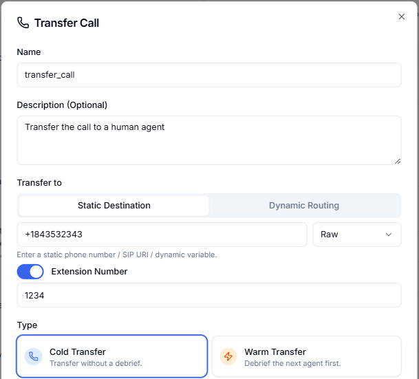 Configuring end call conditions