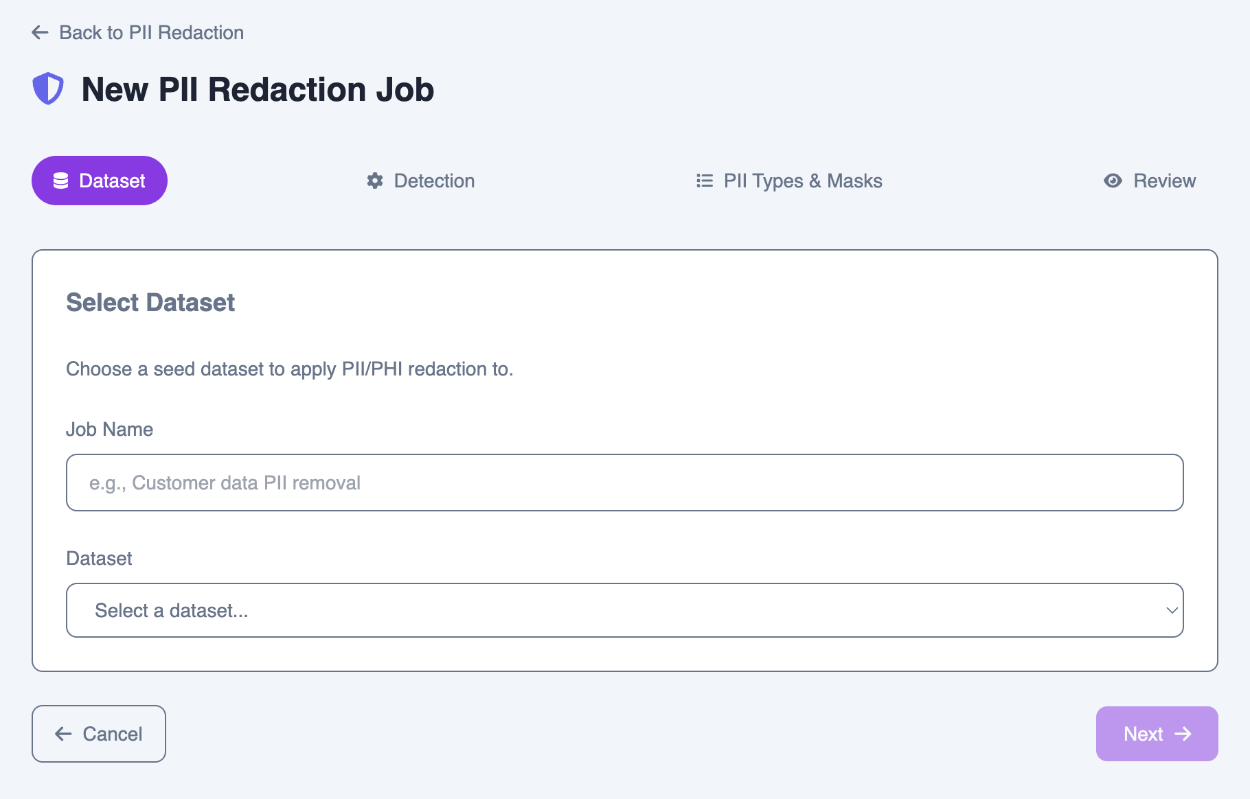 Anonymization jobs overview