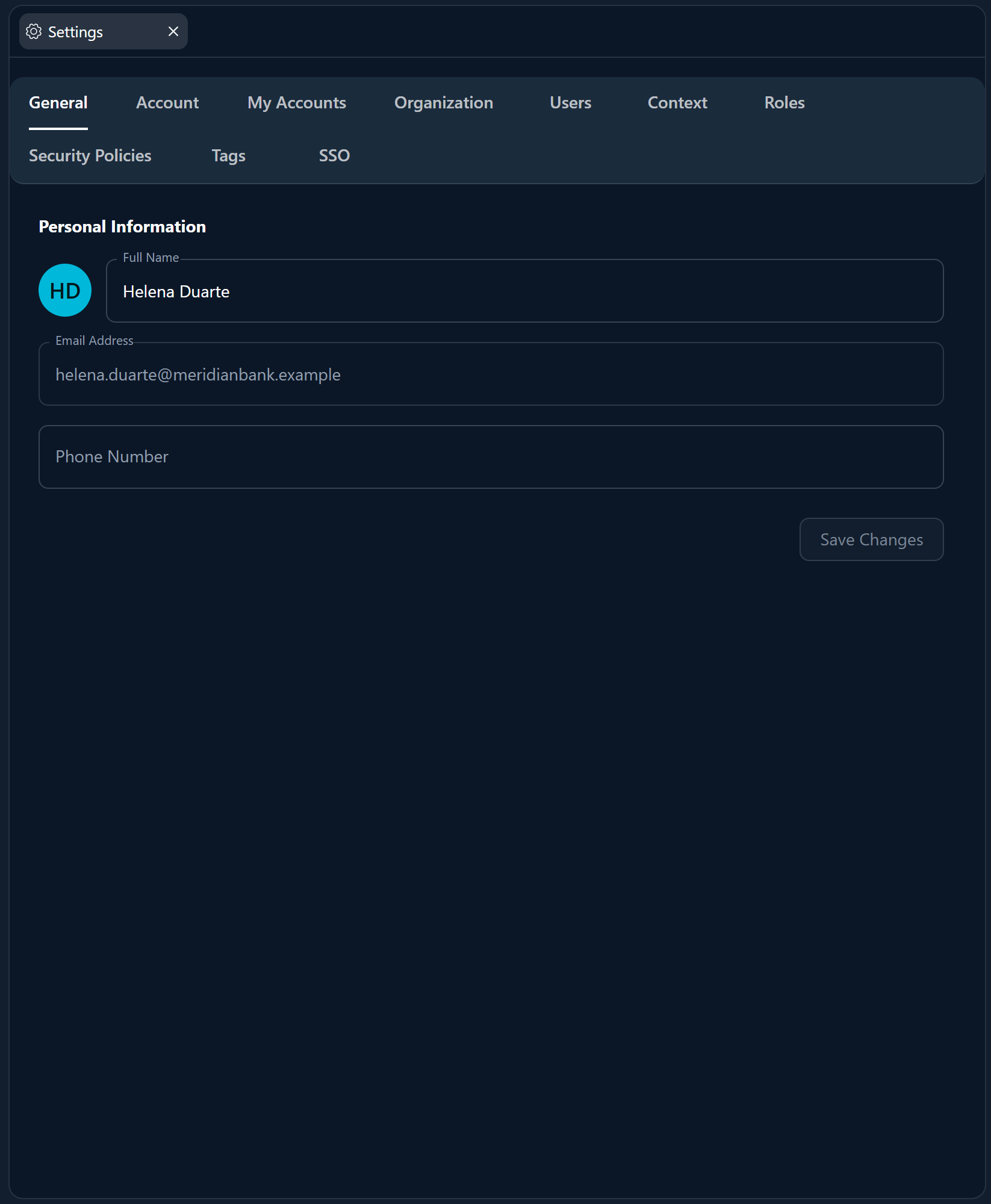 The Myrmex profile settings
