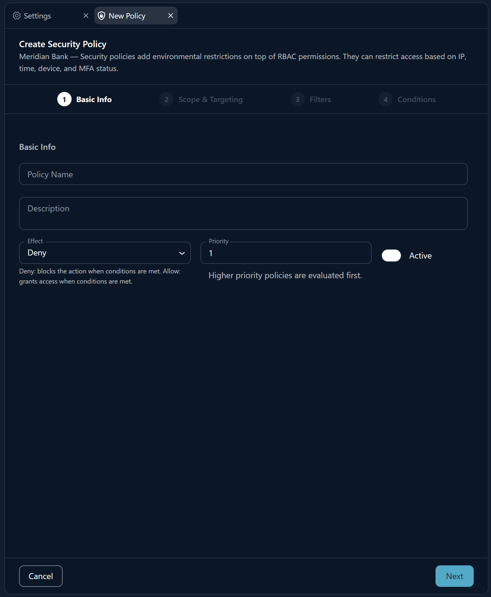 The new security policy form