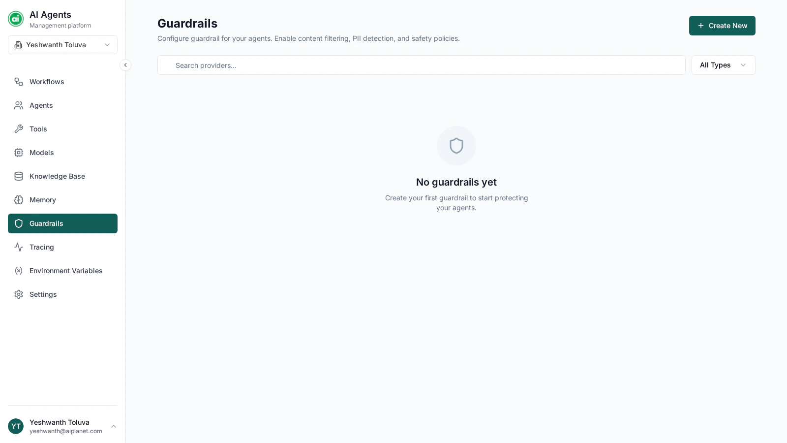 Guardrails management page