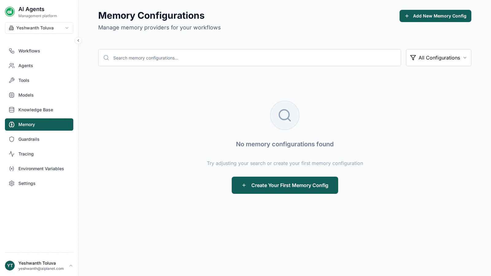 Memory configurations page