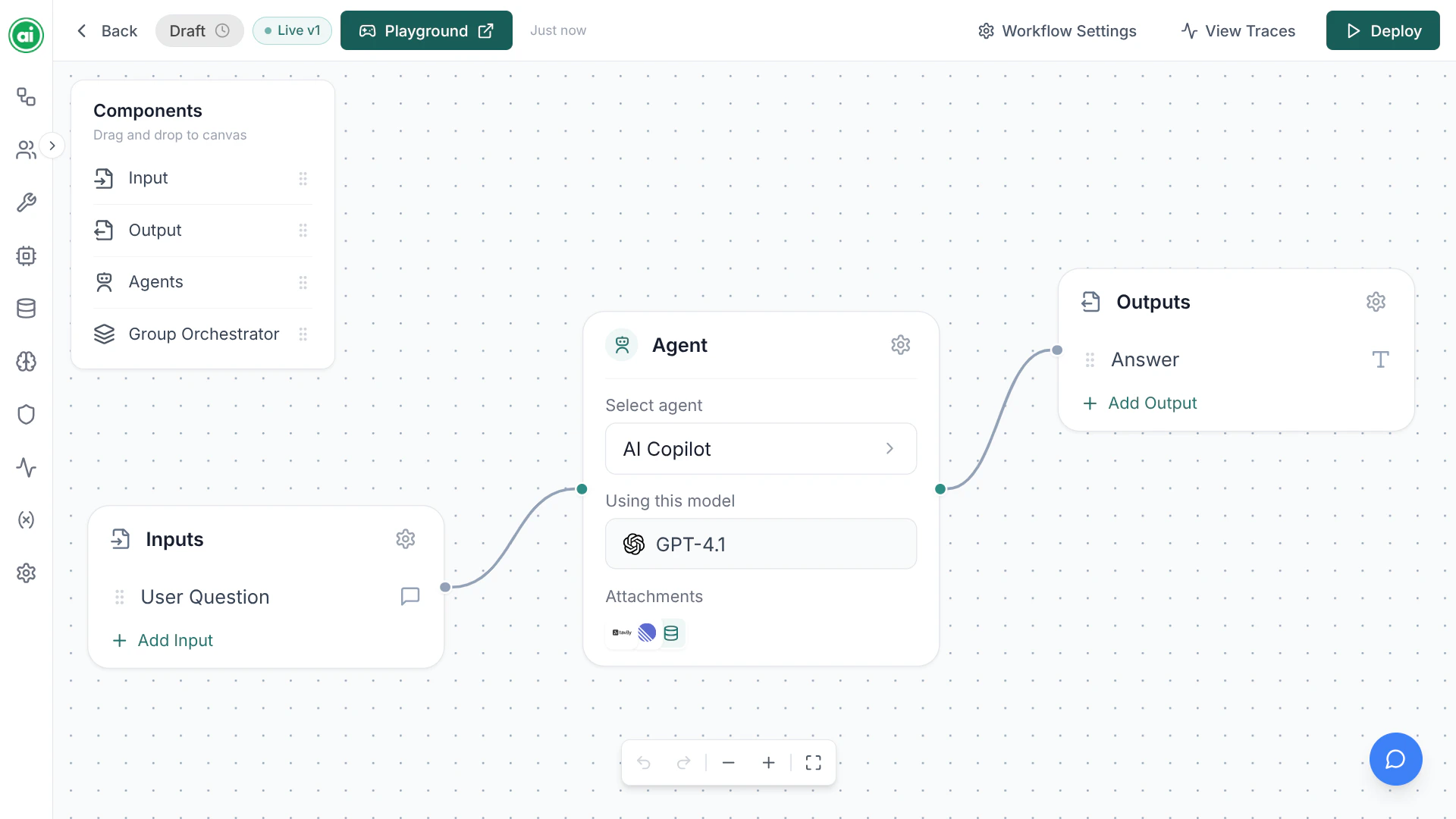 The workflow builder canvas